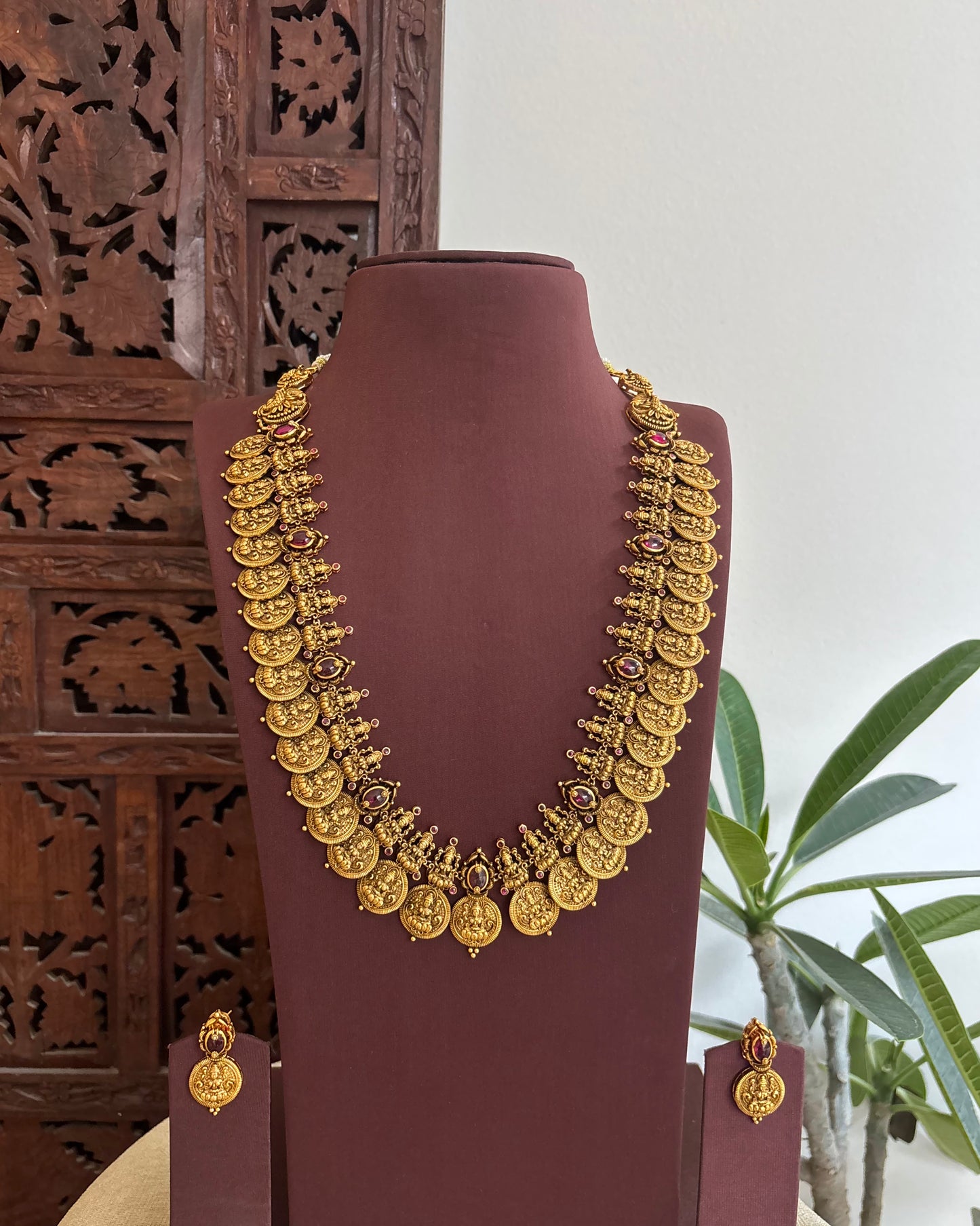 Antique Lakshmi  Kaasu Haram – Bridal Temple Jewellery | NC517