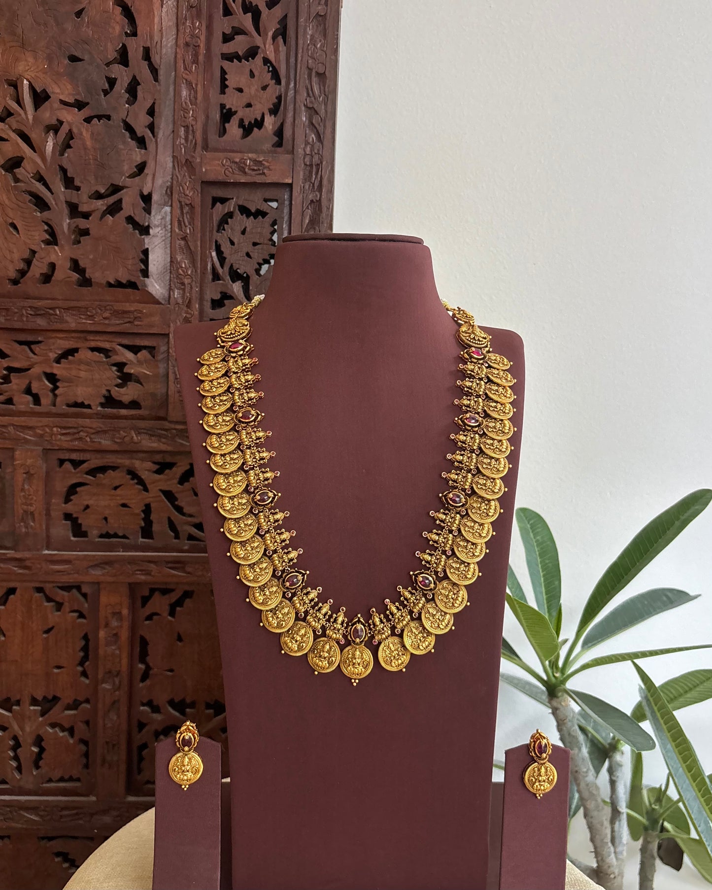 Antique Lakshmi  Kaasu Haram – Bridal Temple Jewellery | NC517