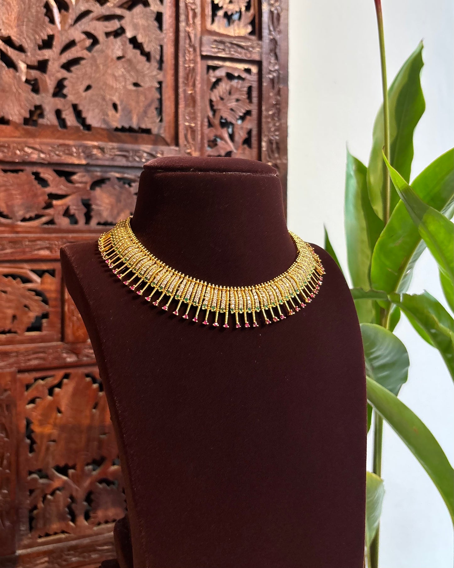 Contemporary AD Necklace Set with Matching Earrings | NC168