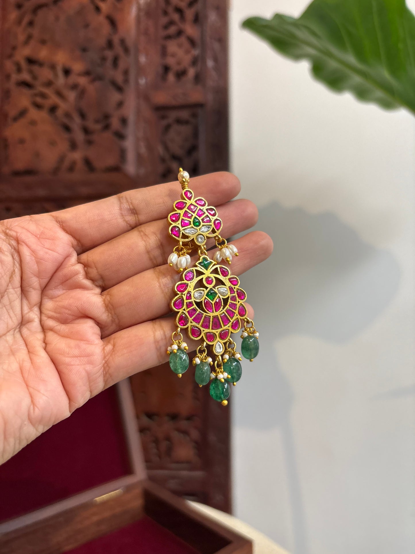 Long Statement Jadau Kundan Earrings – Multicolour | ER190