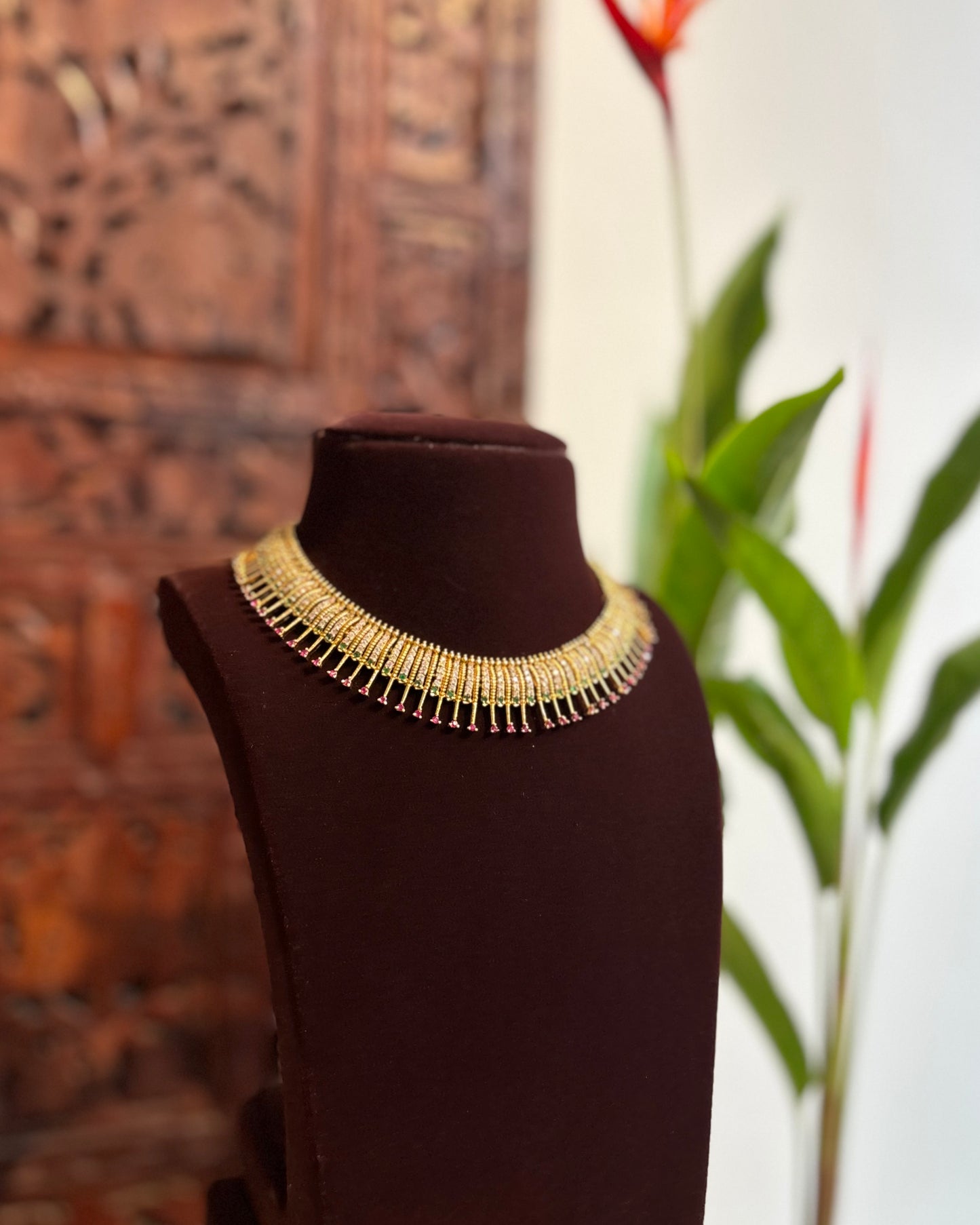 Contemporary AD Necklace Set with Matching Earrings | NC168