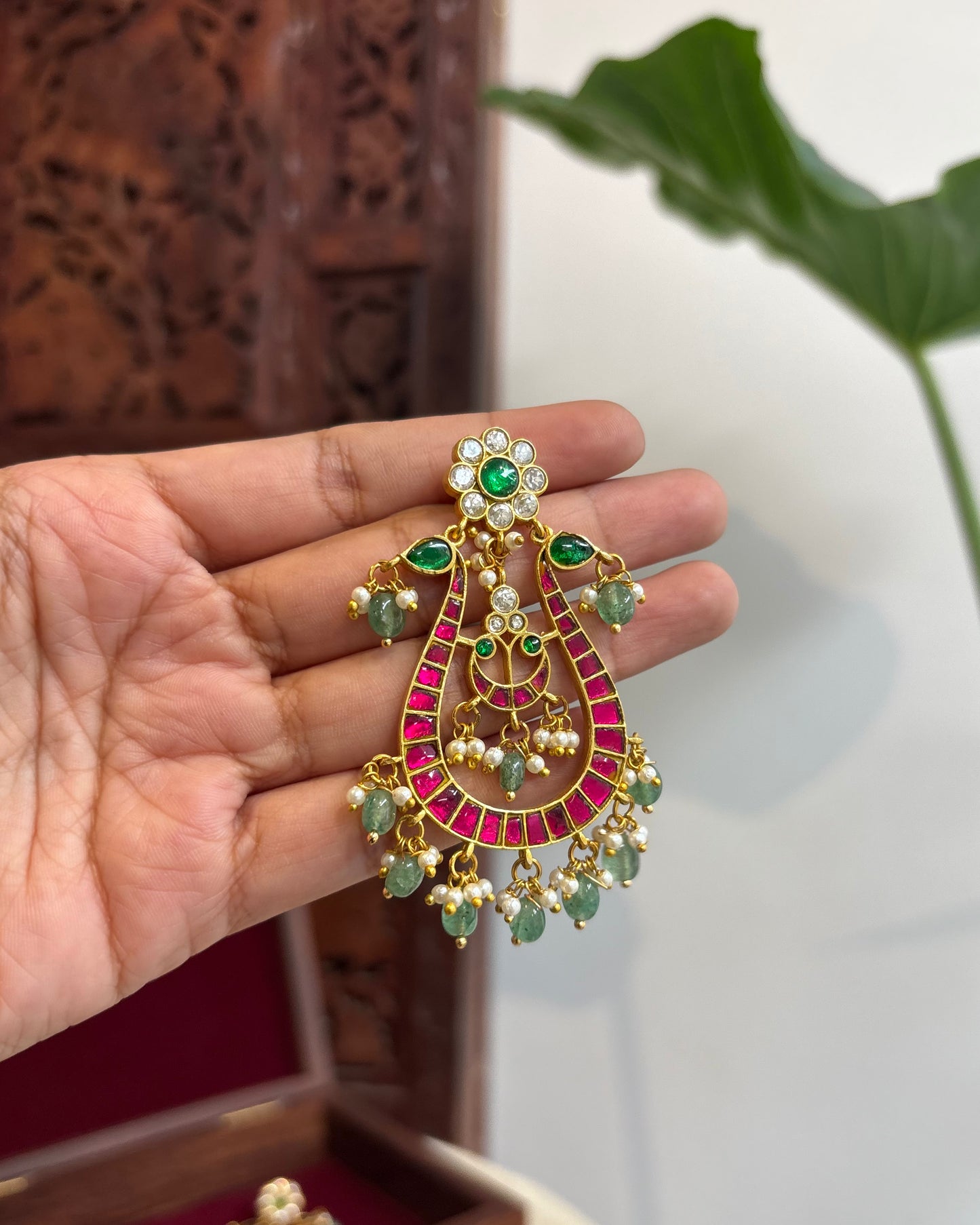 Statement Swan Jadau Kundan Chandbali Earrings | ER187