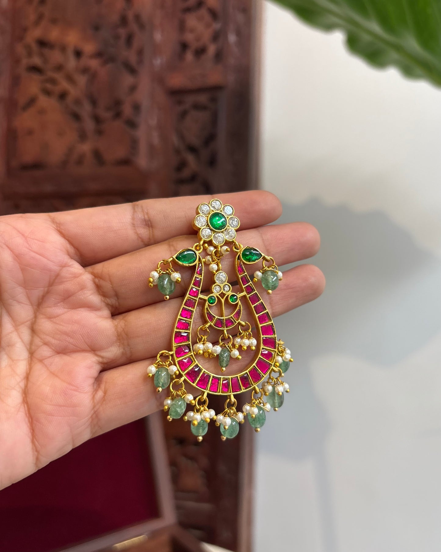 Statement Swan Jadau Kundan Chandbali Earrings | ER187