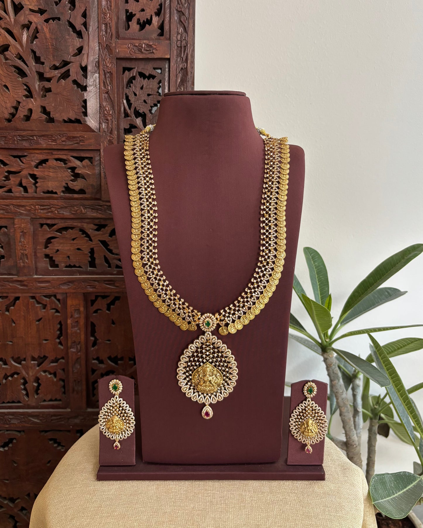 Antique Kaasu Haram with Laksmi Pendant With Earrings | NC523