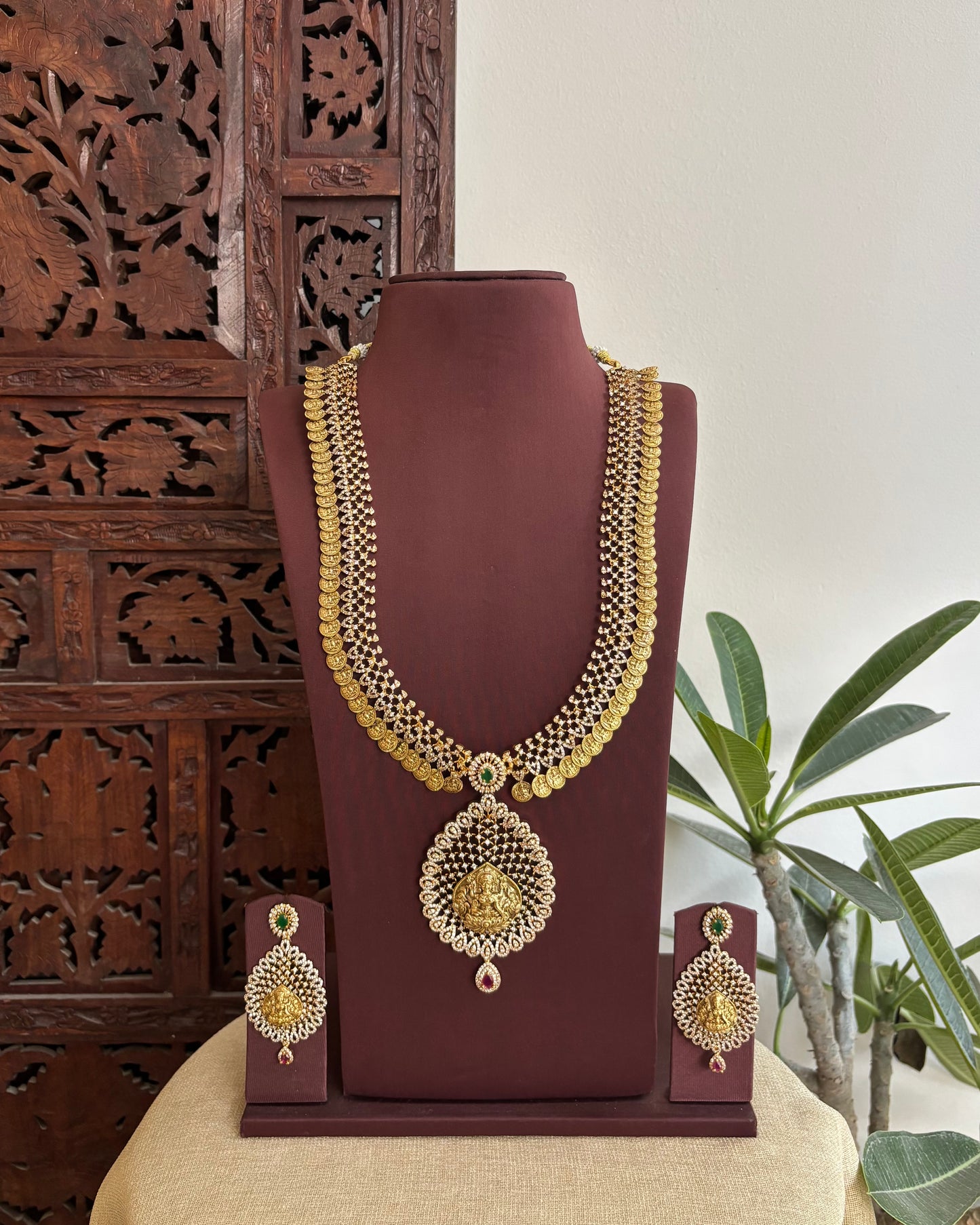 Antique Kaasu Haram with Laksmi Pendant With Earrings | NC523