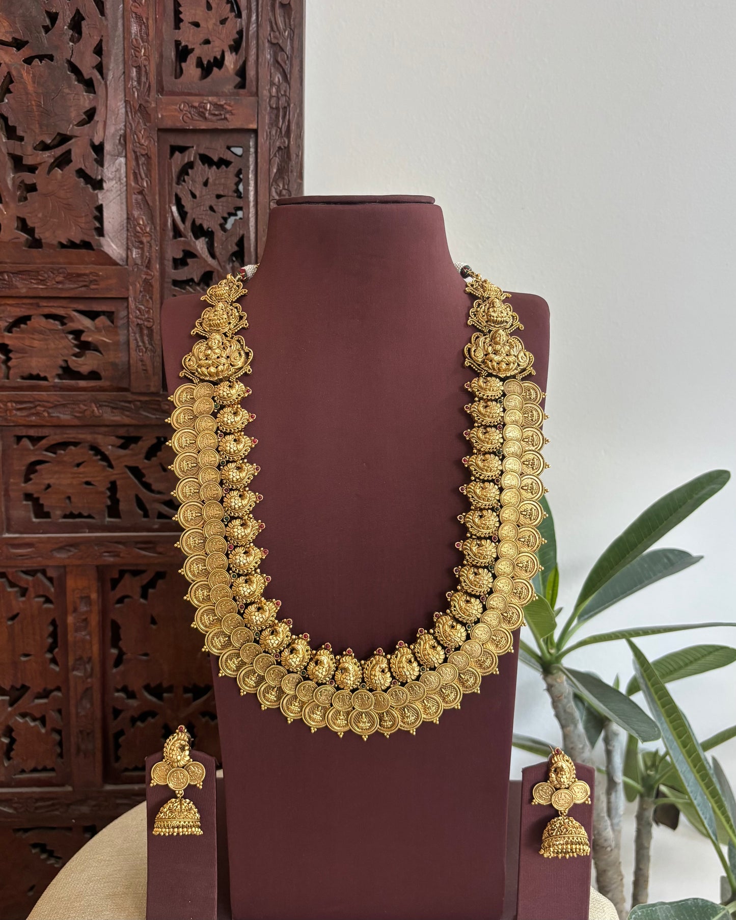 Lakshmi Peacock Kaasu Haram with Earrings  | NC522