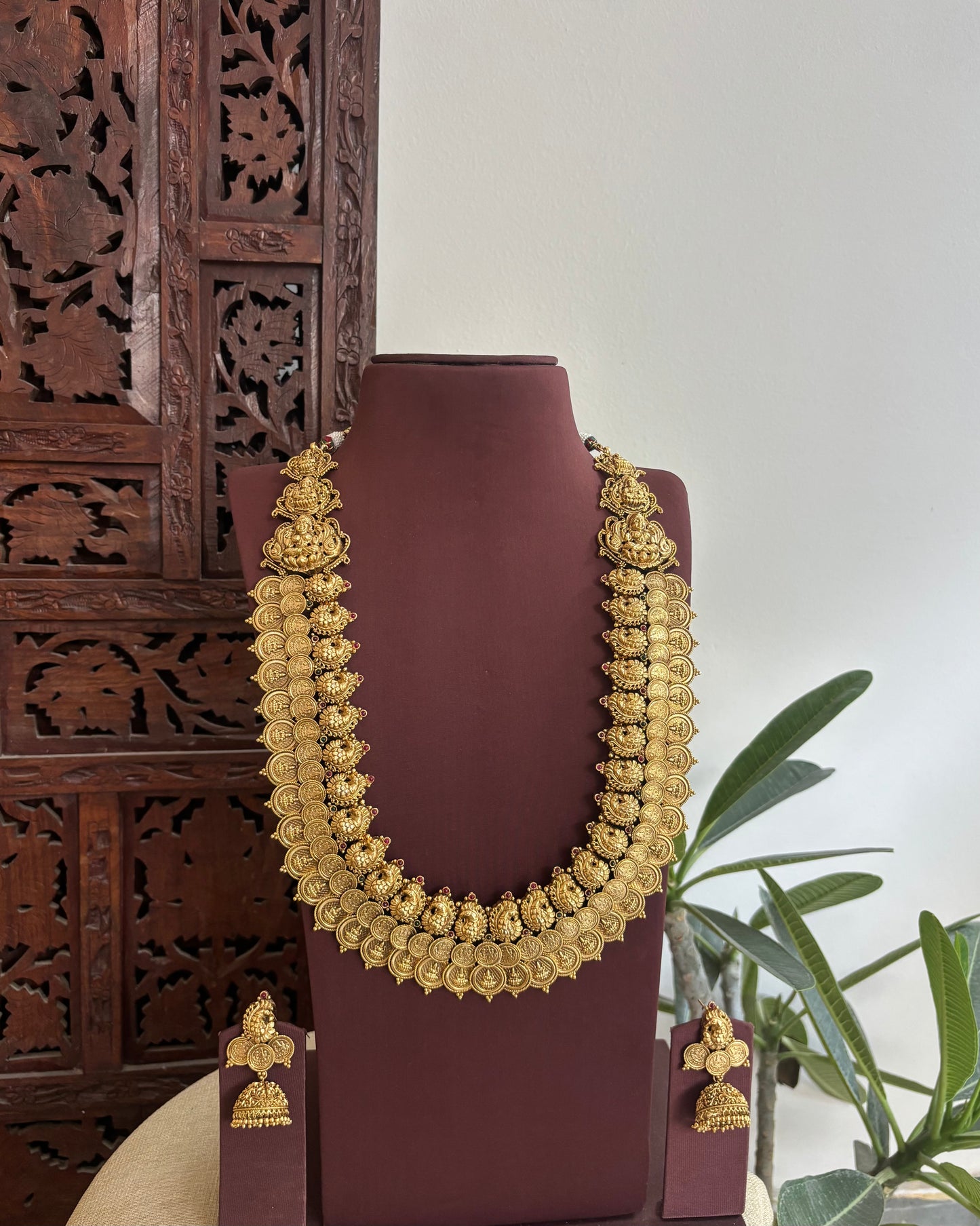 Lakshmi Peacock Kaasu Haram with Earrings  | NC522