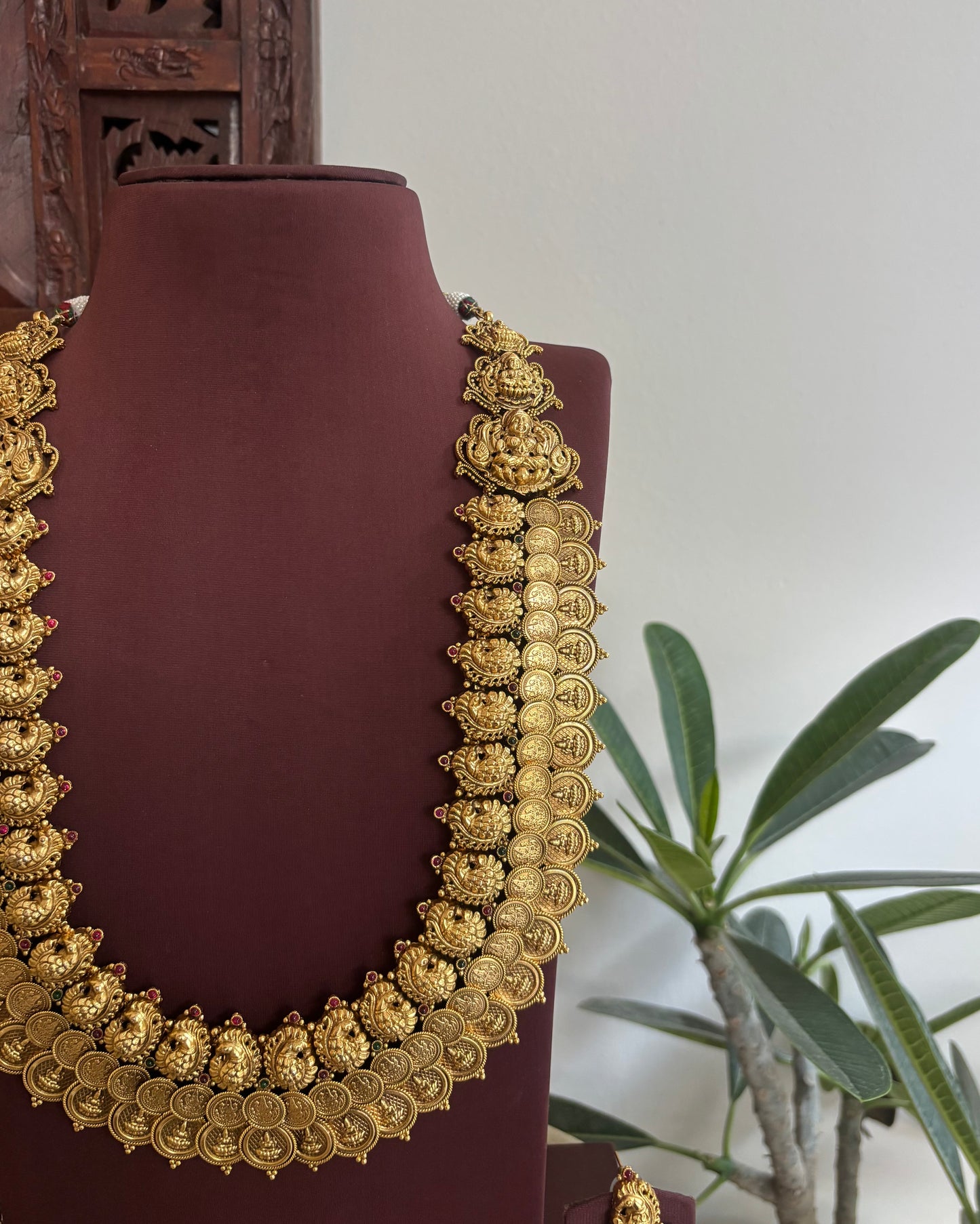 Lakshmi Peacock Kaasu Haram with Earrings  | NC522
