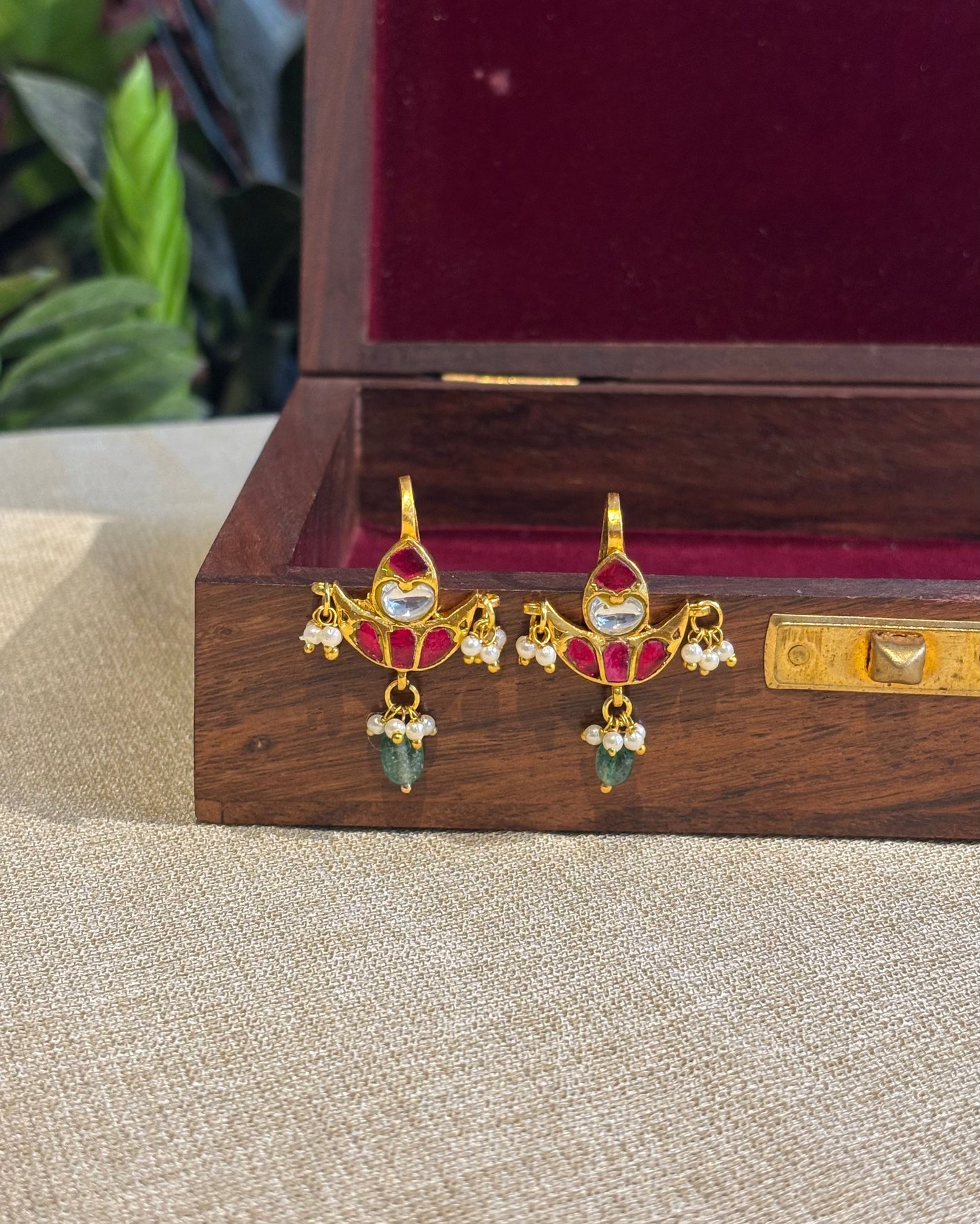 Multicolor Chand Gold-Finish Jadau Bugadi | ER134