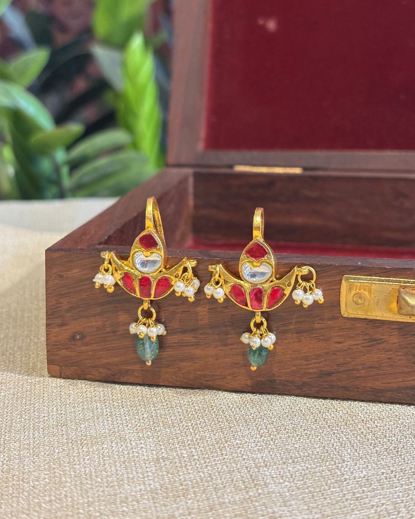 Multicolor Chand Gold-Finish Jadau Bugadi | ER134