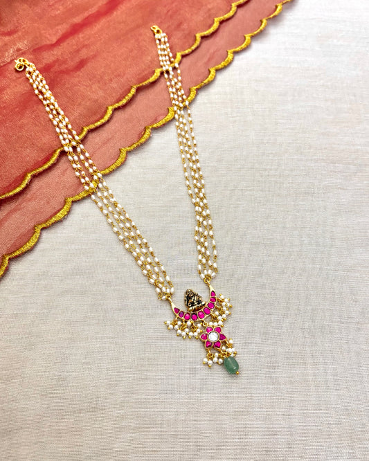 Minimal Jadau Kundan Pearl Haram – Lightweight & Elegant Necklace | NC026