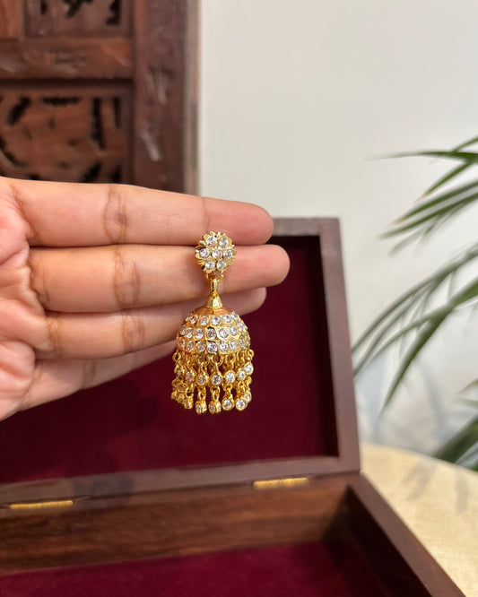 Vintage Impon Small Earrings – Classic Jhumkas | White  | ER280