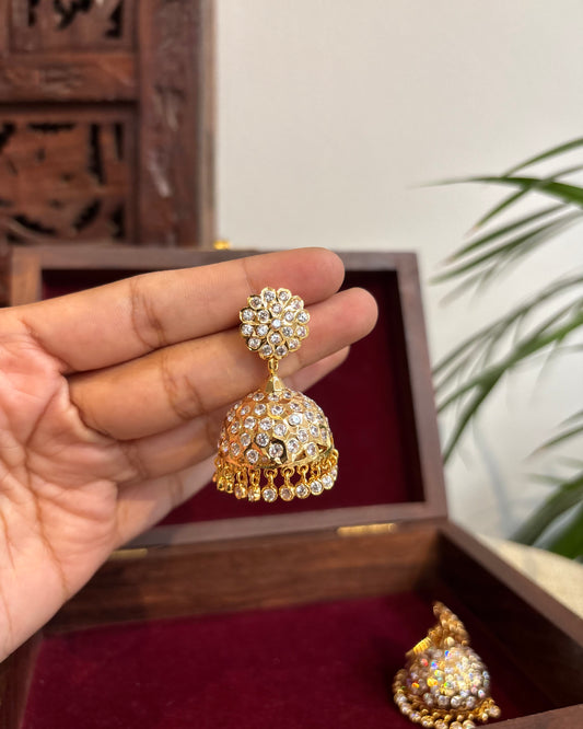 Vintage Impon Small Earrings – Classic Jhumkas | White  | ER281