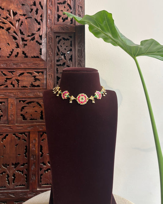 Multi-Color Floral Kundan Choker | Handmade Gold Plated | NC280