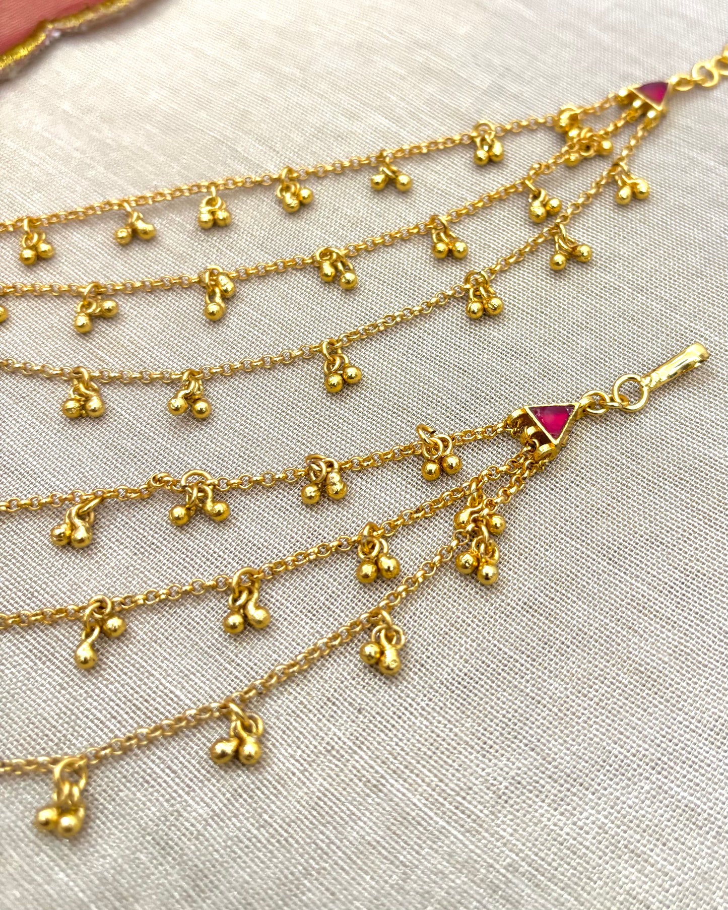 Minimal 3-Layer Gold Plated Kundan Ear Chain | EC027