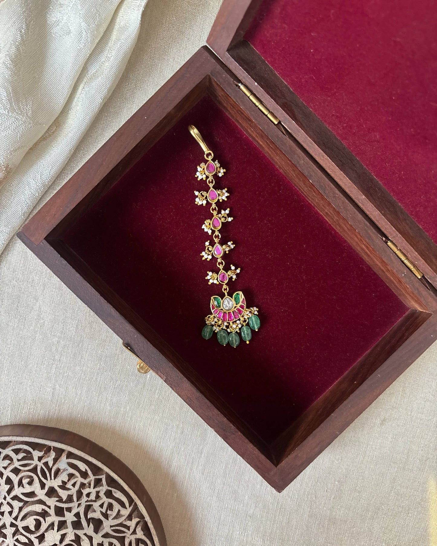 Floral Jadau Kundan Maang Tikka | MT321