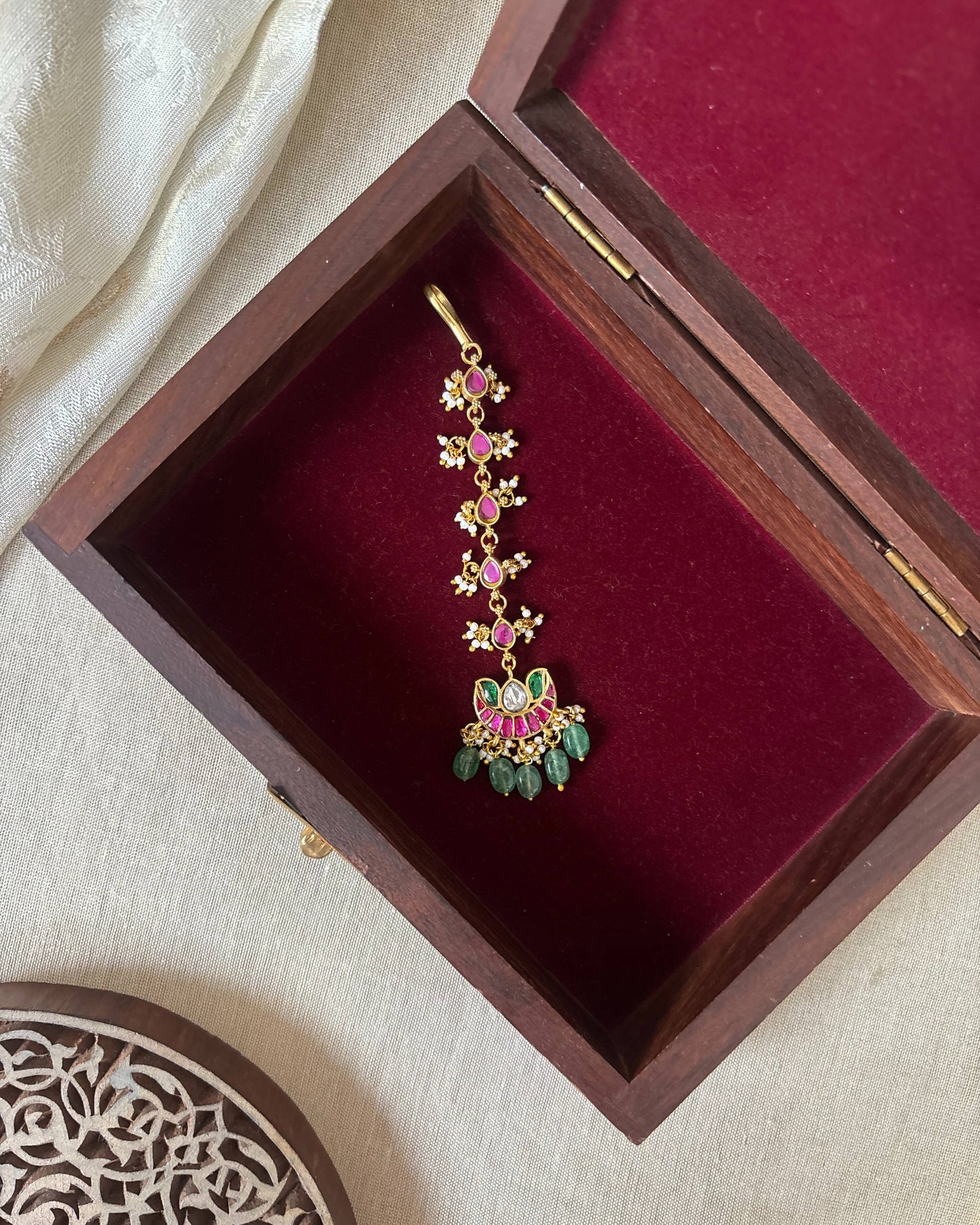Floral Jadau Kundan Maang Tikka | MT321
