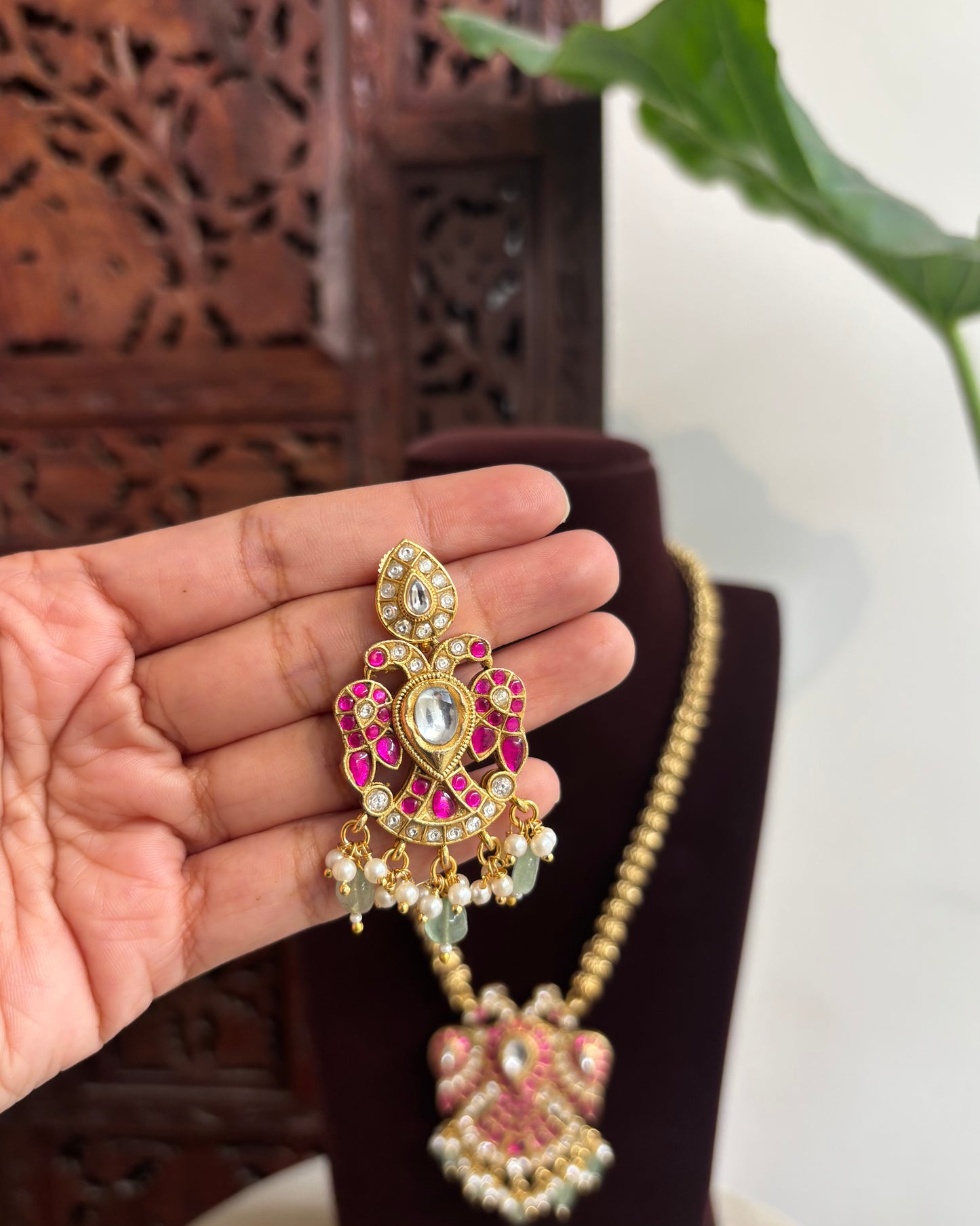 2-in-1 Gandaperunda Reversible Necklace Set – Multicolour & White with Matching Earrings | NC279