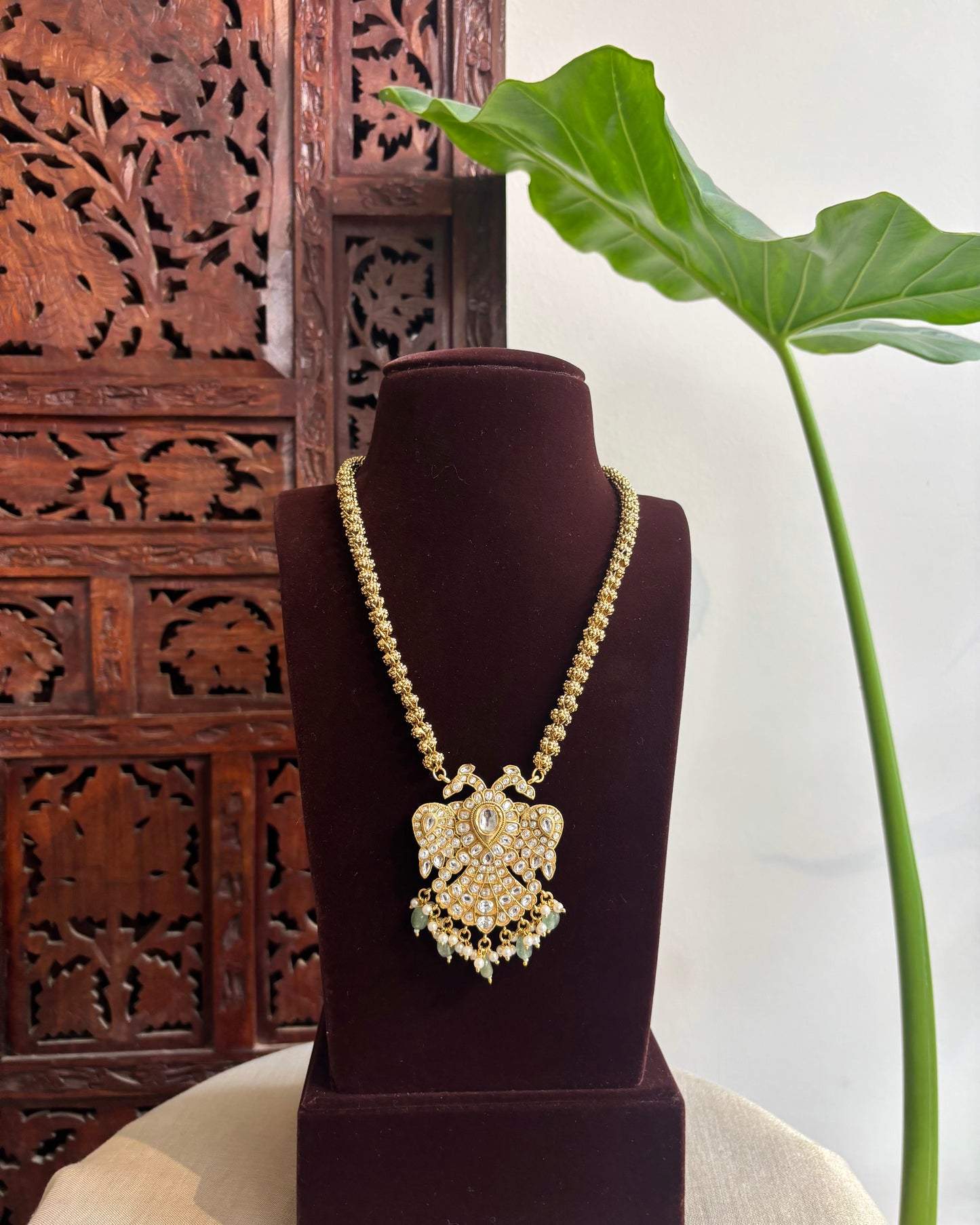 2-in-1 Gandaperunda Reversible Necklace Set – Multicolour & White with Matching Earrings | NC279