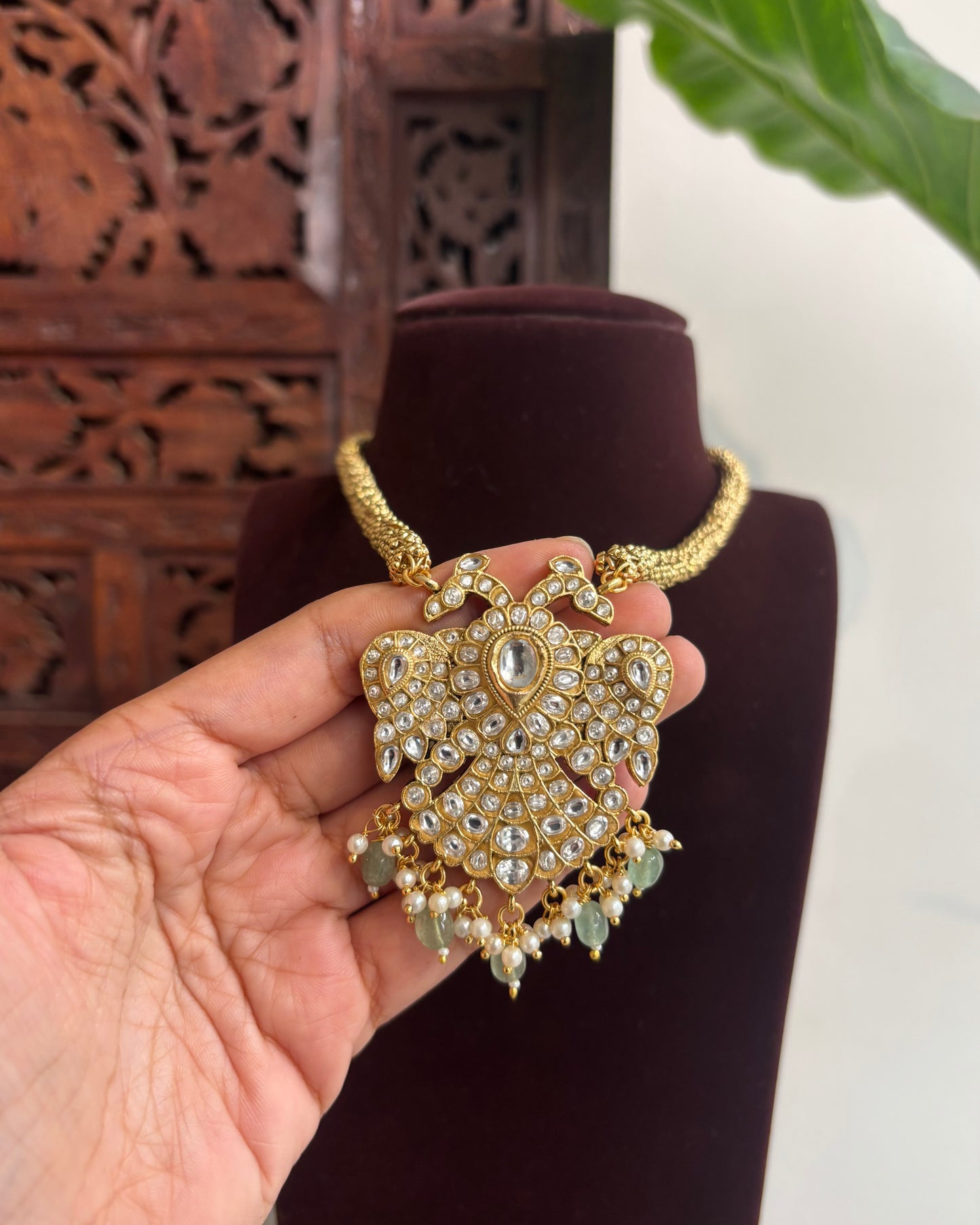 2-in-1 Gandaperunda Reversible Necklace Set – Multicolour & White with Matching Earrings | NC279