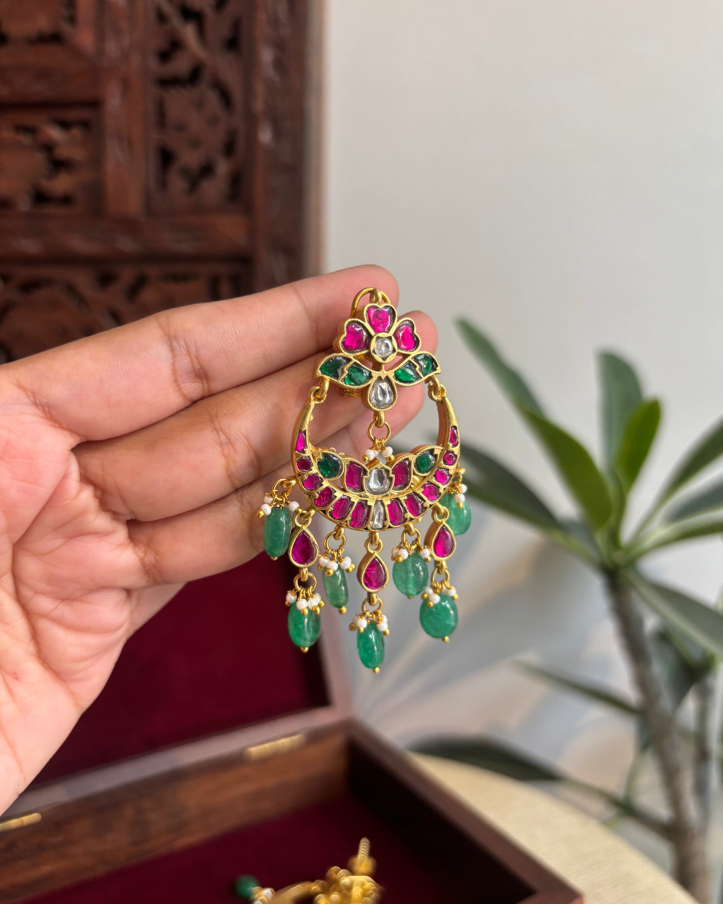 Floral Multicolor Jadau Kundan Earrings | ER335