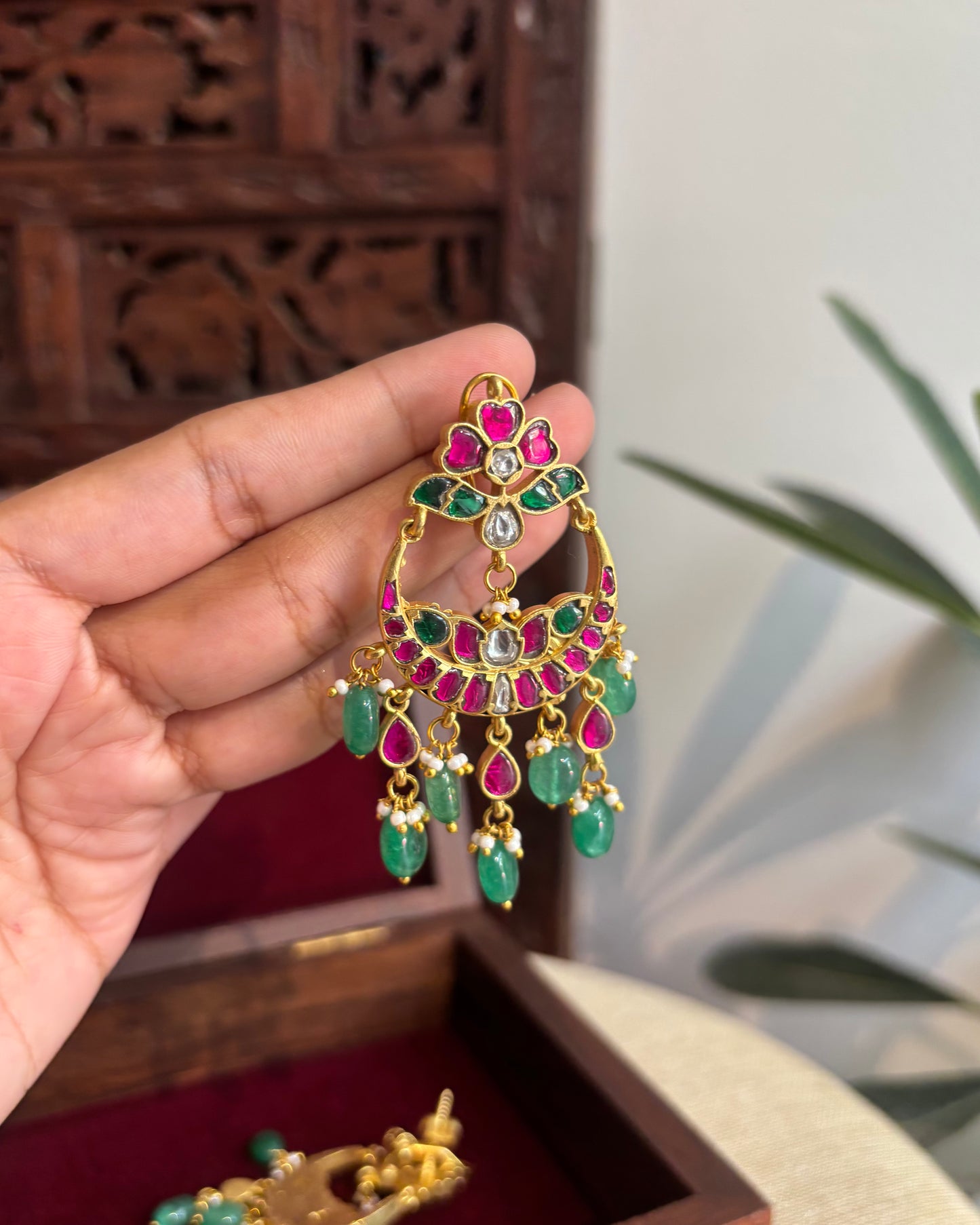 Floral Multicolor Jadau Kundan Earrings | ER335