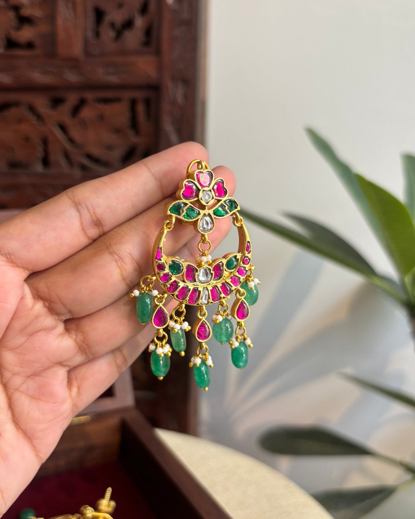 Floral Multicolor Jadau Kundan Earrings | ER335