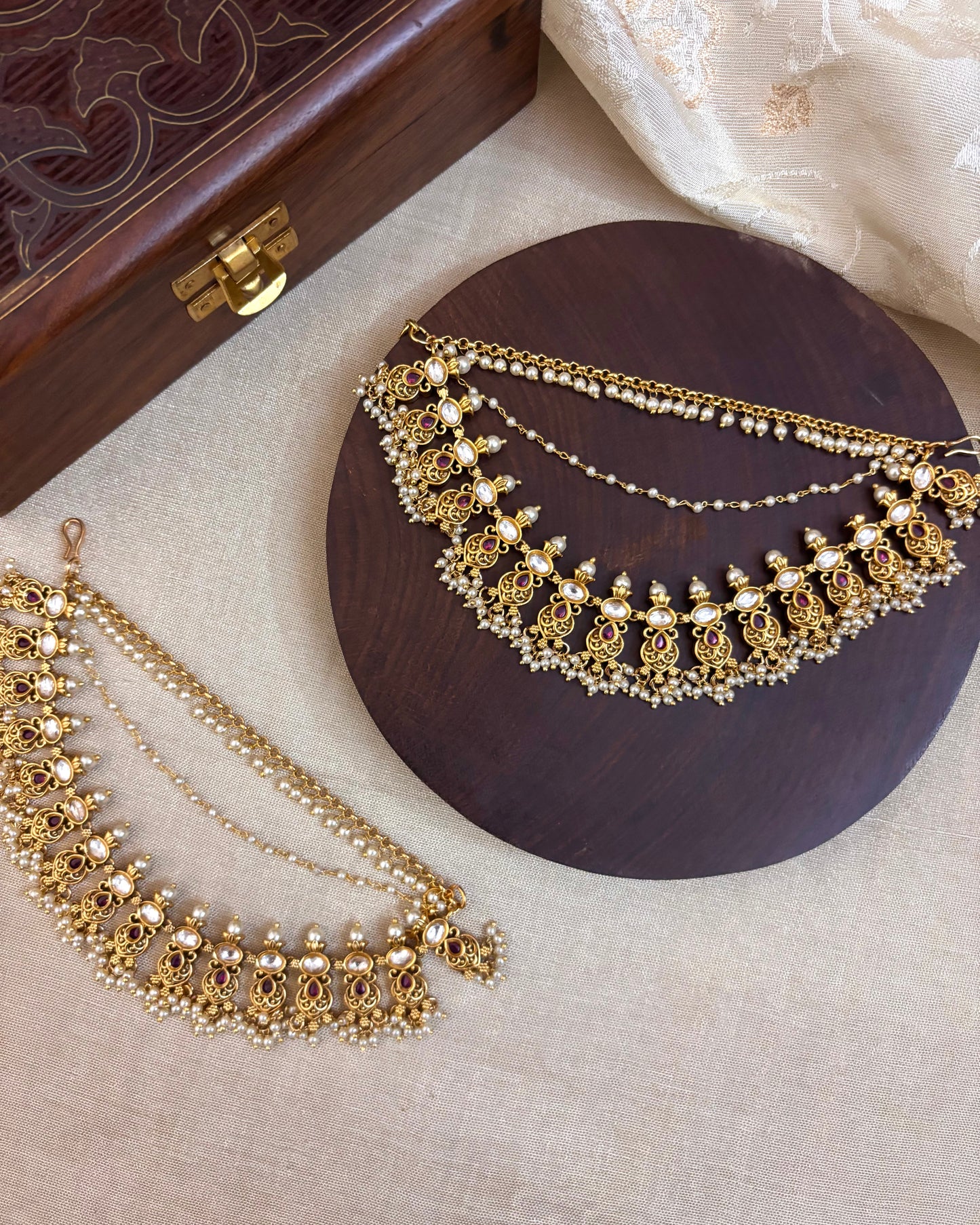 Antique Polish Three-Layer Kemp Bridal Ear Chain | EC045