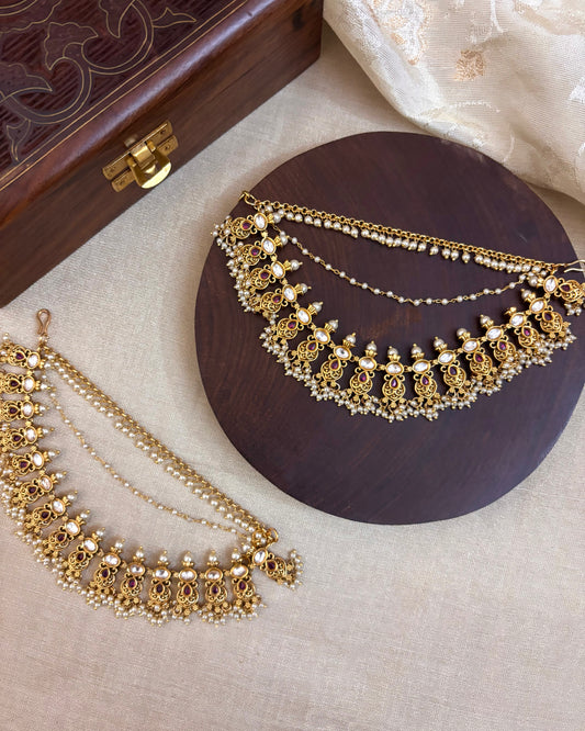 Antique Polish Three-Layer Kemp Bridal Ear Chain | EC045