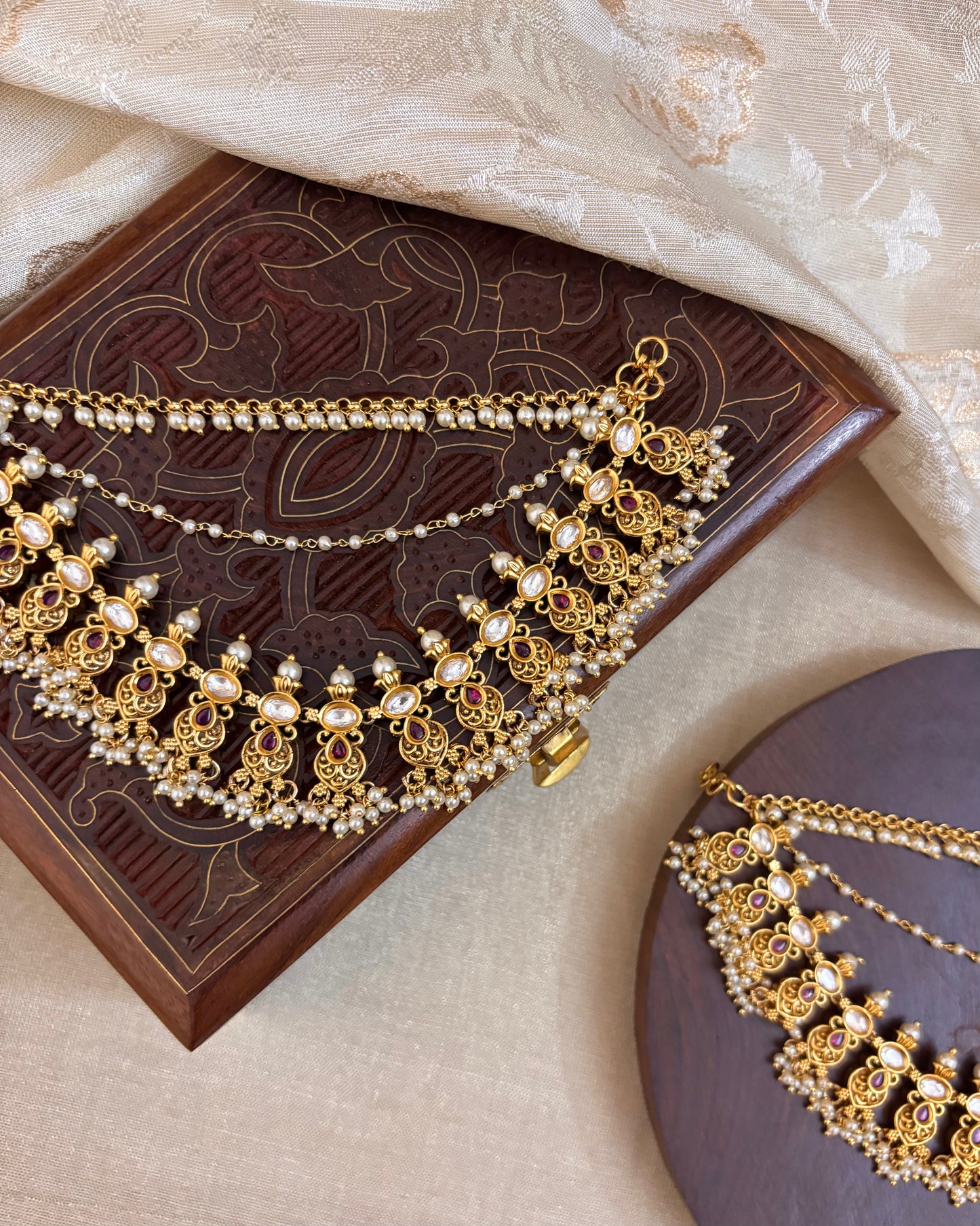 Antique Polish Three-Layer Kemp Bridal Ear Chain | EC045