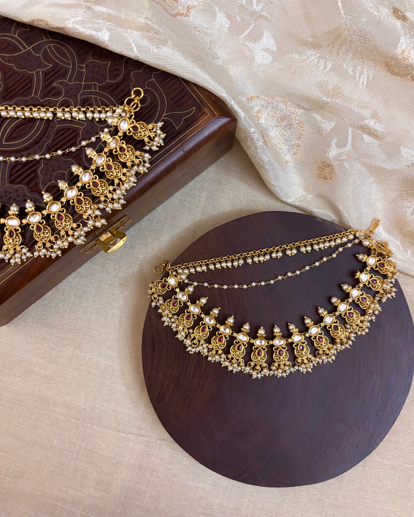Antique Polish Three-Layer Kemp Bridal Ear Chain | EC045