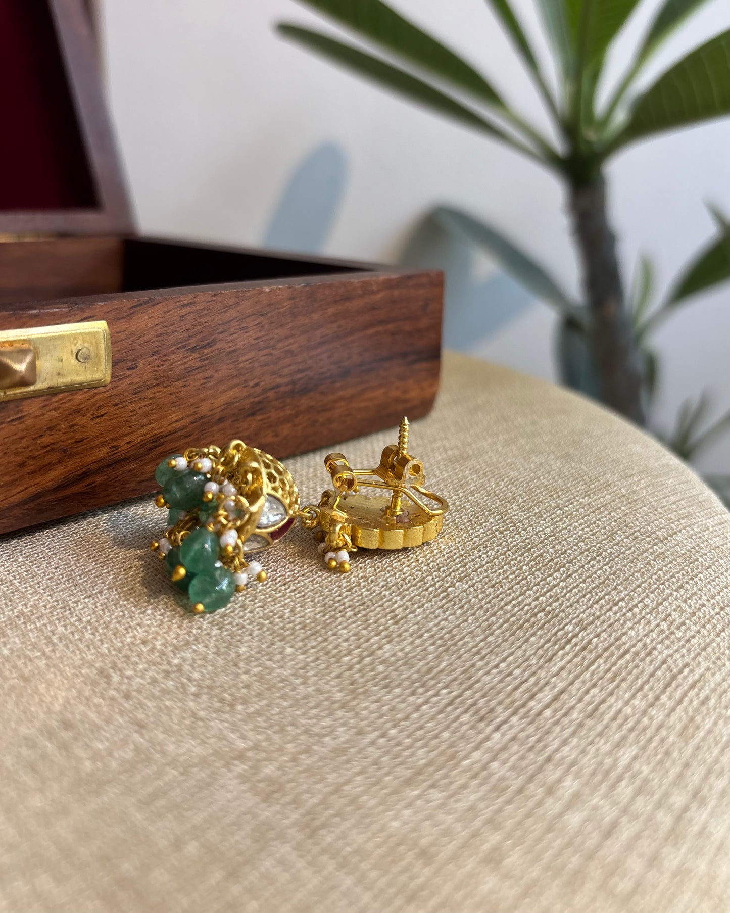 Multicolor Floral Jadau Kundan Jhumkas | ER334