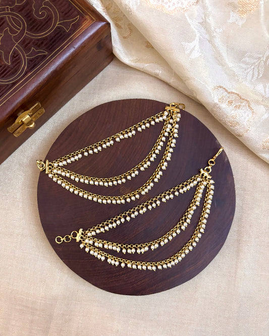 Three-Layer Pearl Ear Chain | EC049