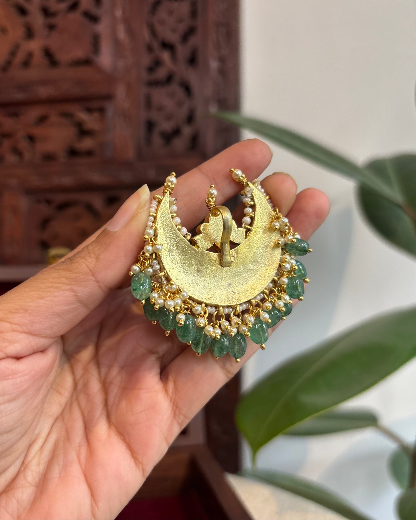 Intricate Chand Floral Jadau Kundan Pendant | HA217