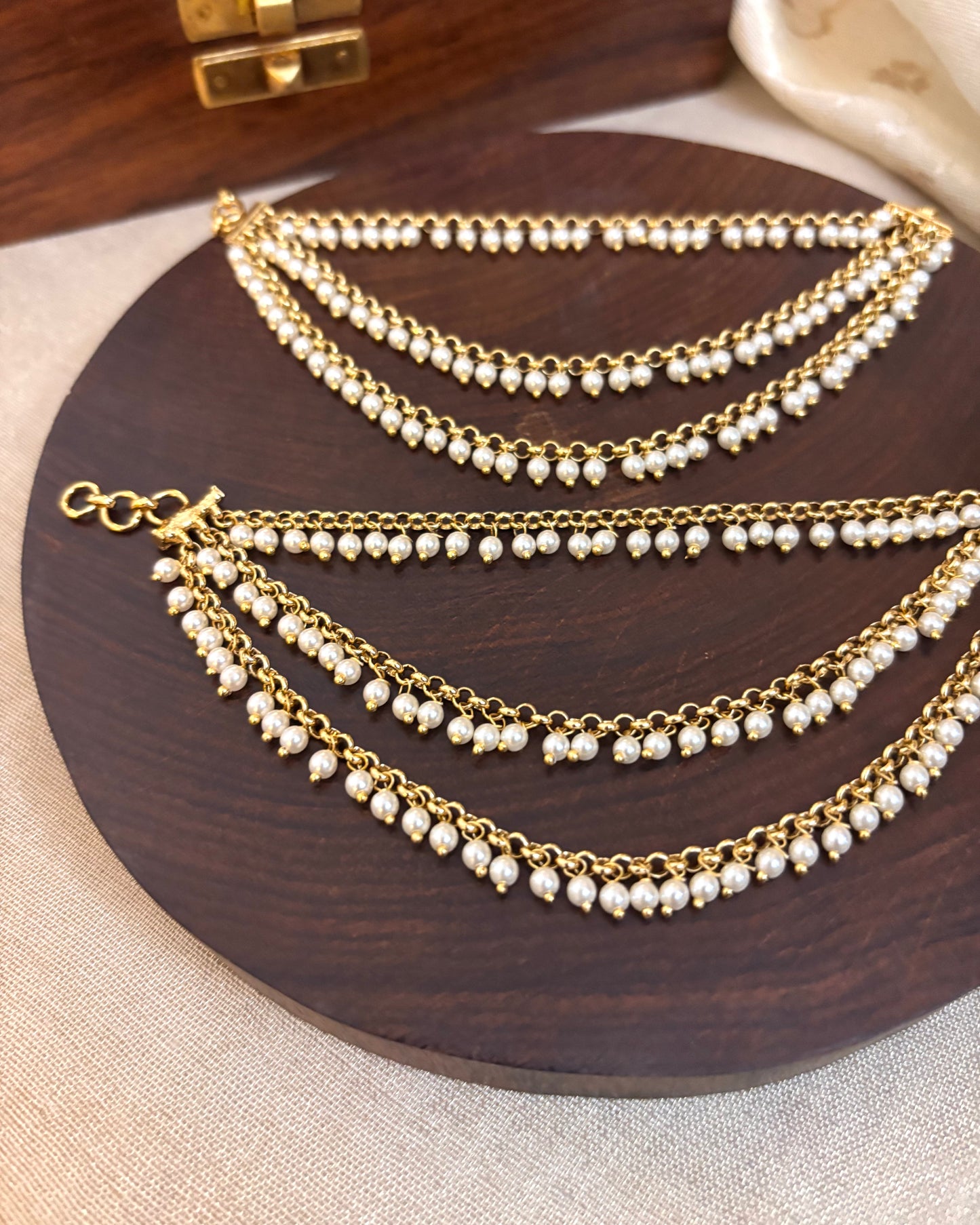 Three-Layer Pearl Ear Chain | EC049