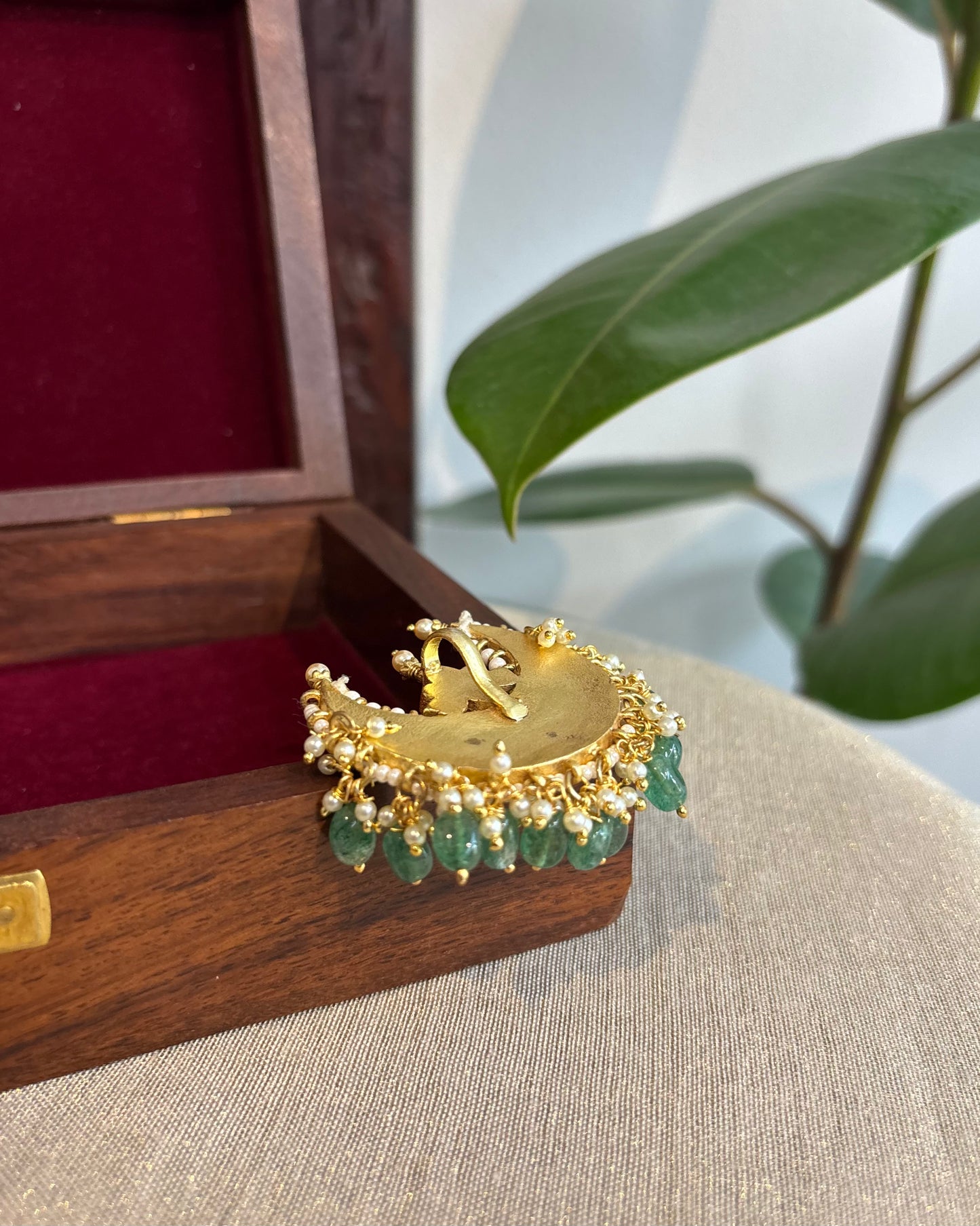 Intricate Chand Floral Jadau Kundan Pendant | HA217