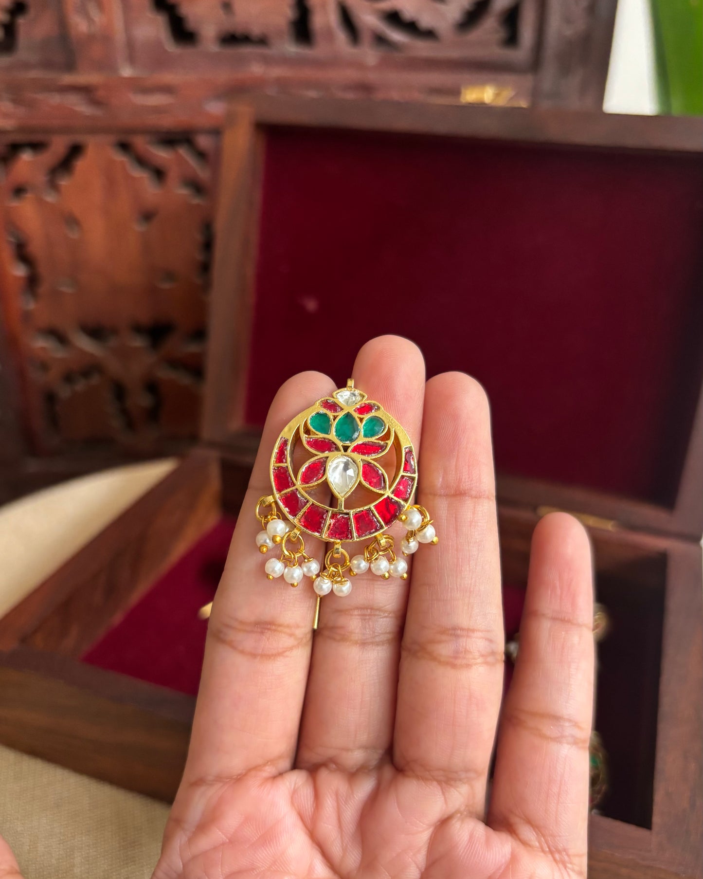 Handcrafted Floral Hair Pins – Jadau Kundan & Pearls | HA166