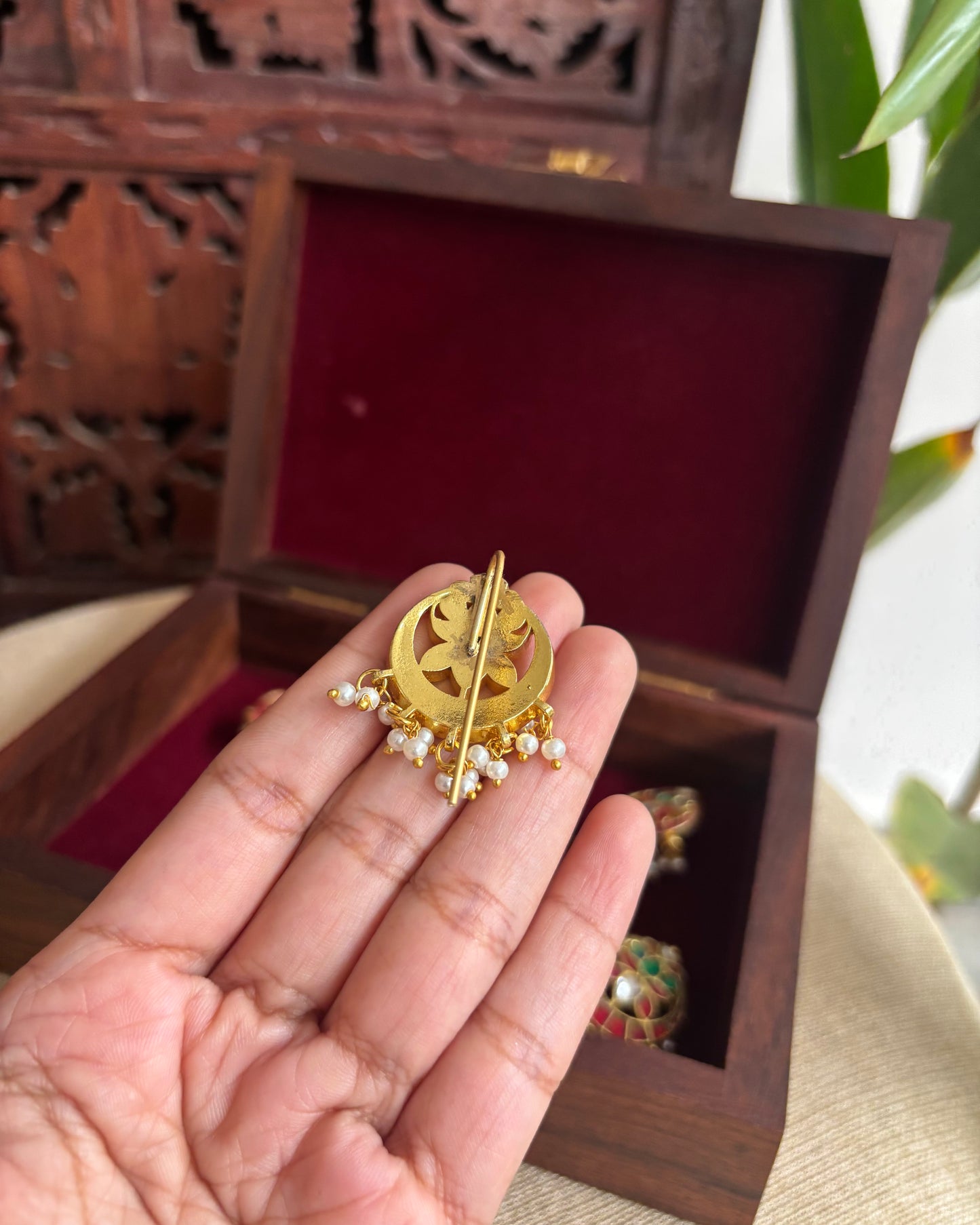 Handcrafted Floral Hair Pins – Jadau Kundan & Pearls | HA166