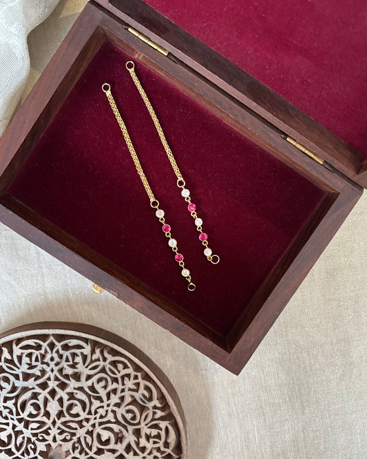 Vintage Impon Straight Ear Chain –  Multicolor | EC144