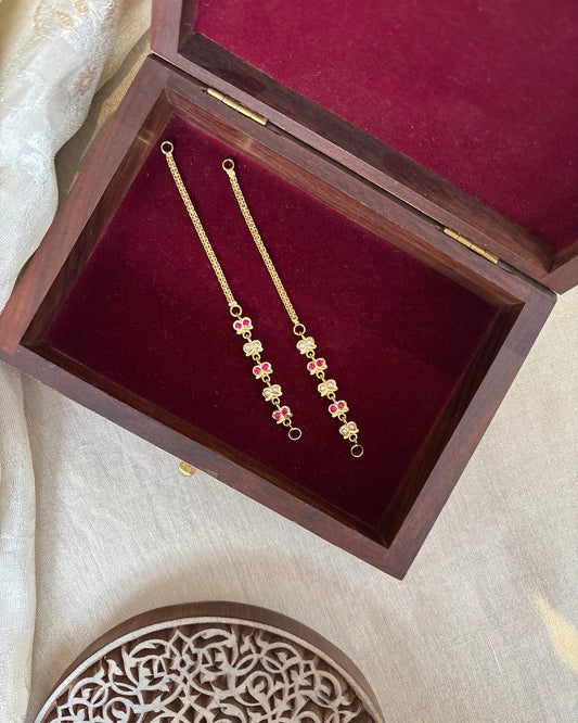 Vintage Floral Impon Straight Ear Chain –  Multicolor | EC147