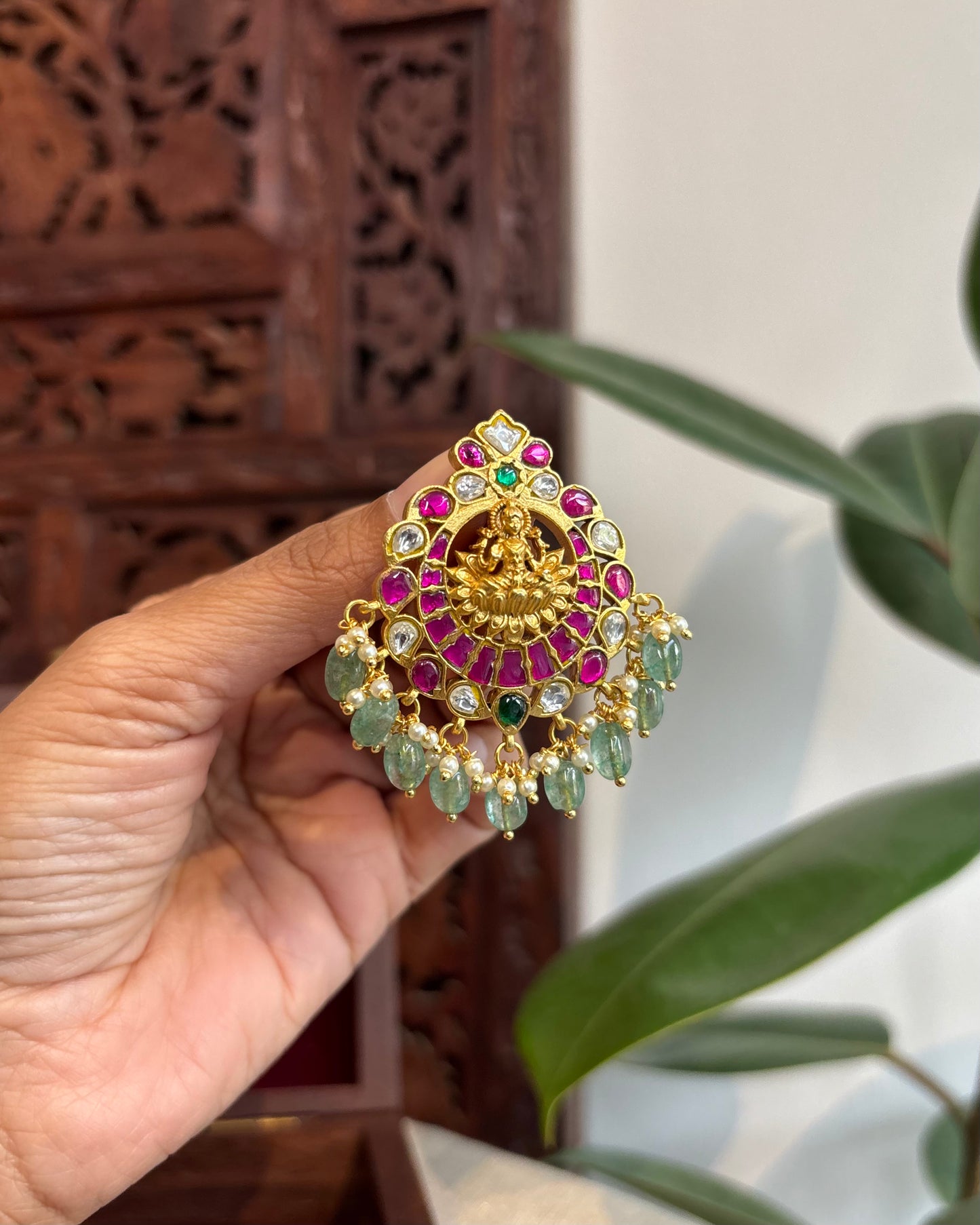 Antique Jadau Kundan Lakshmi Pendant | HA218