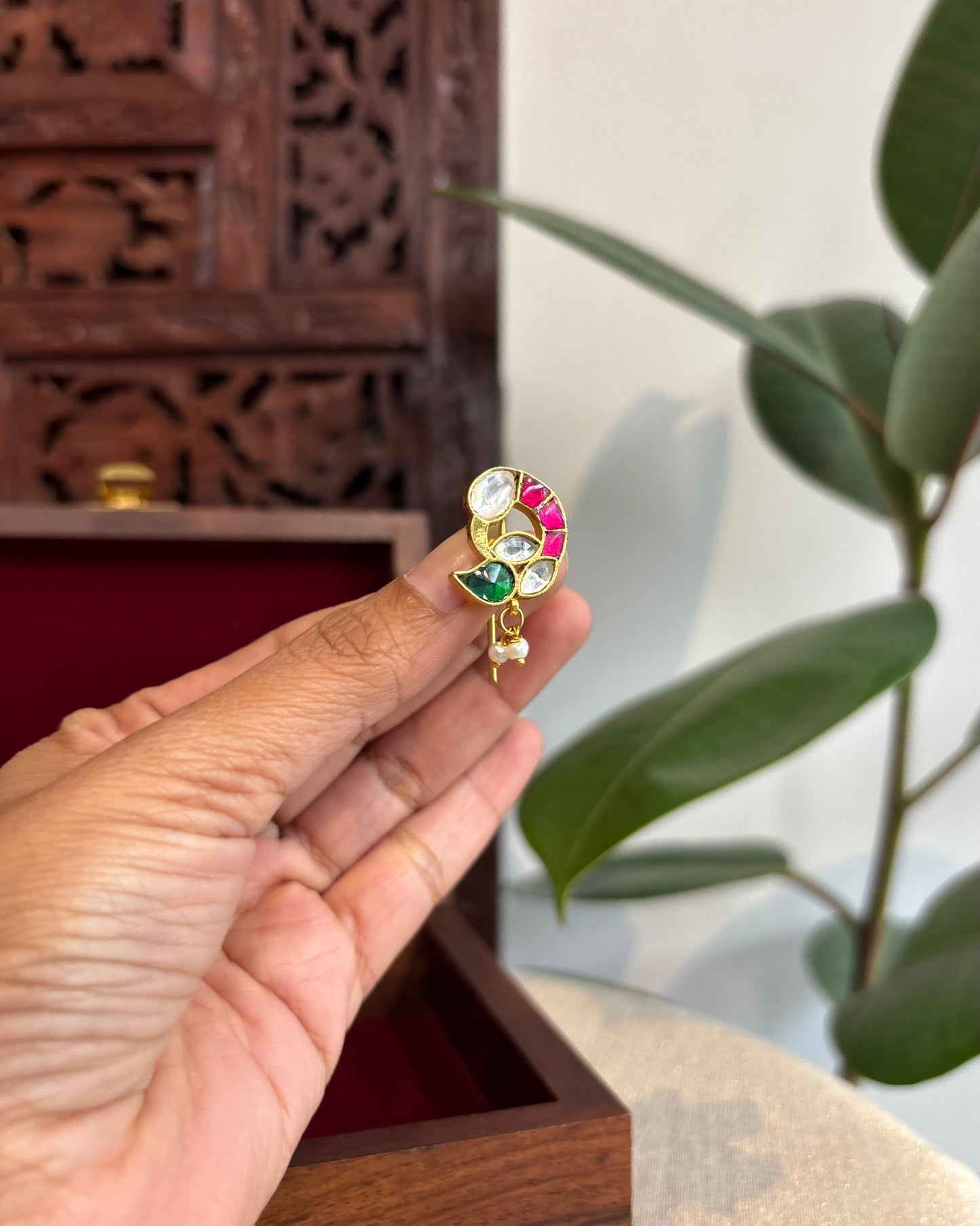 Handcrafted Peacock Hair Pins – Jadau Kundan & Pearls | HA227