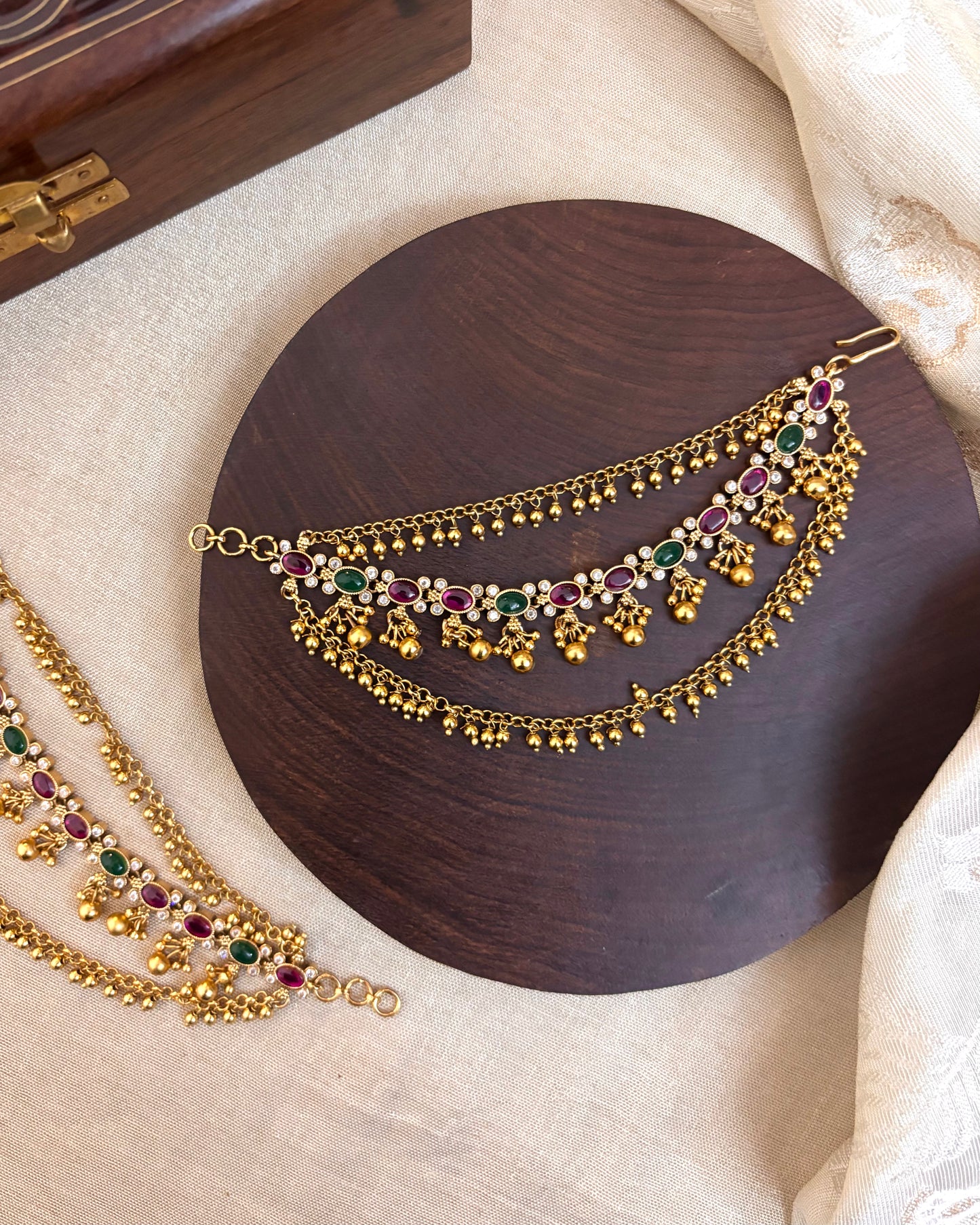 Antique Polish Three-Layer Kemp Bridal Ear Chain | EC065