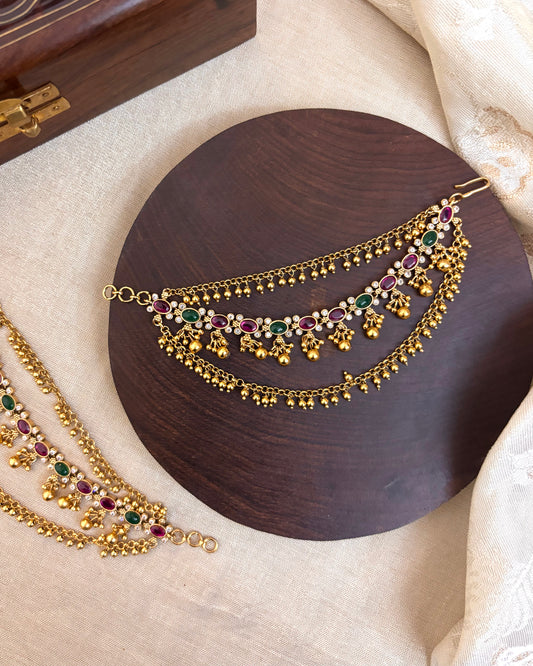 Antique Polish Three-Layer Kemp Bridal Ear Chain | EC065