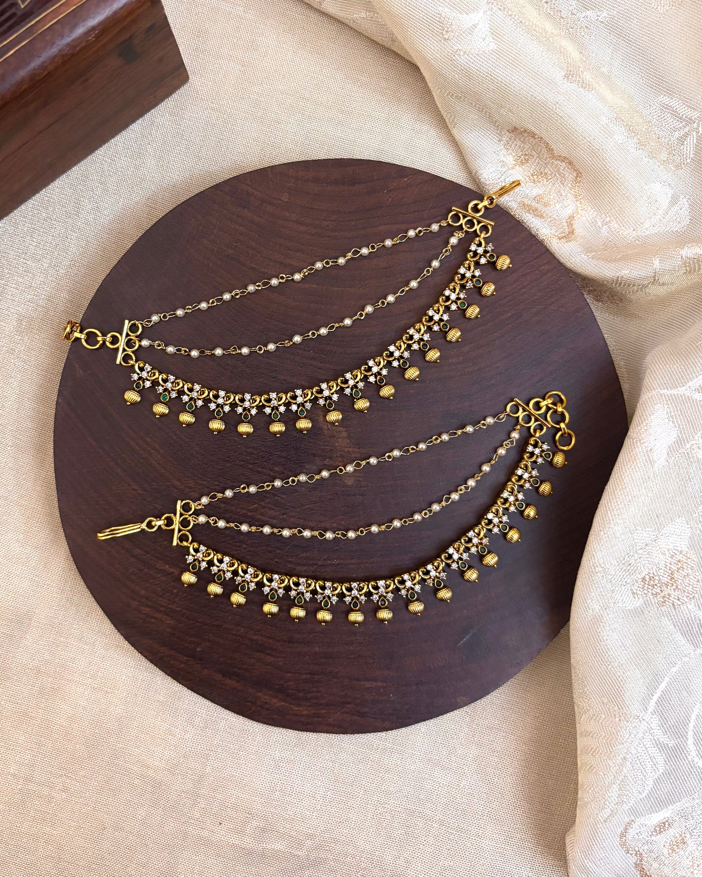 Antique Polish Three-Layer Kemp Bridal Ear Chain | EC054