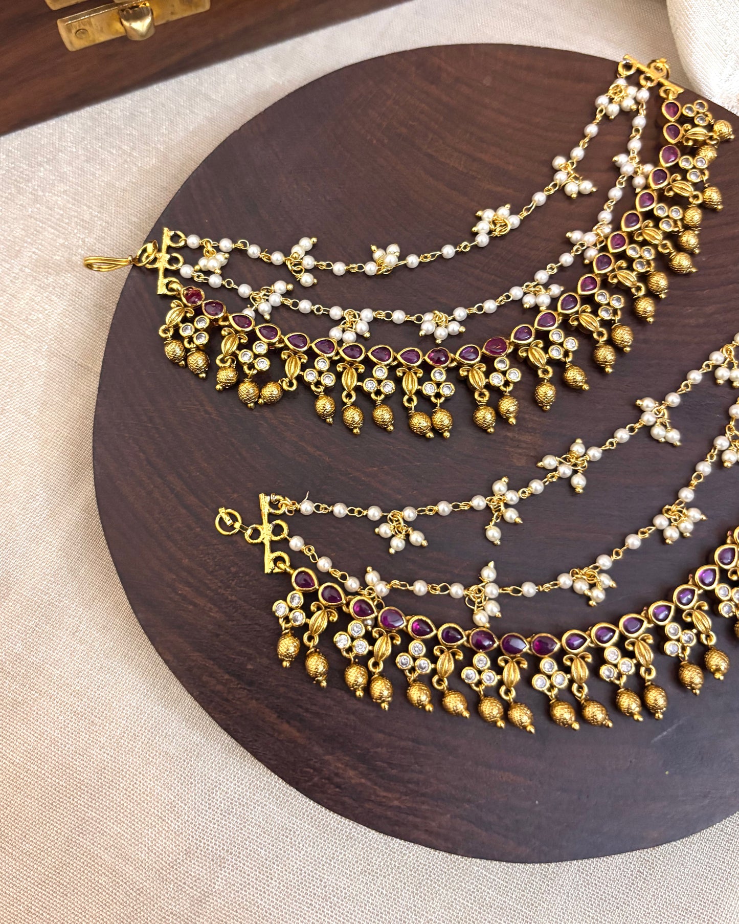 Antique Polish Three-Layer Kemp Bridal Ear Chain | EC052