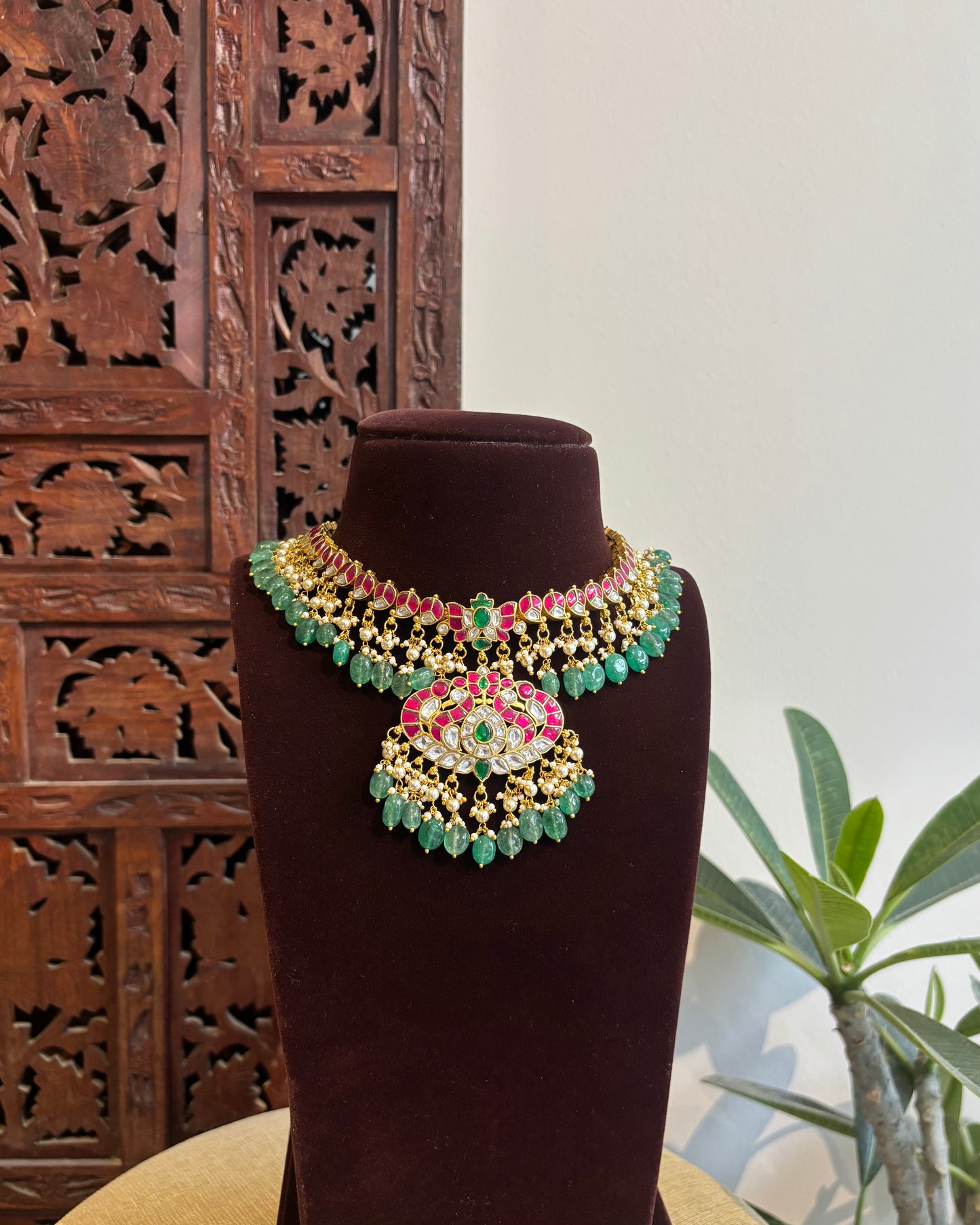 Peacock Jadau Kundan Choker – Heritage Statement Jewellery| NC539