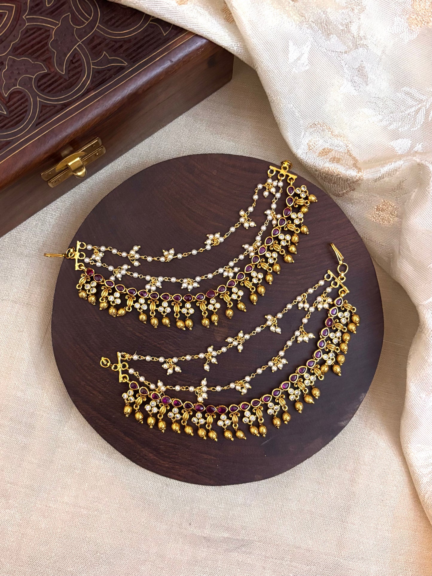 Antique Polish Three-Layer Kemp Bridal Ear Chain | EC052