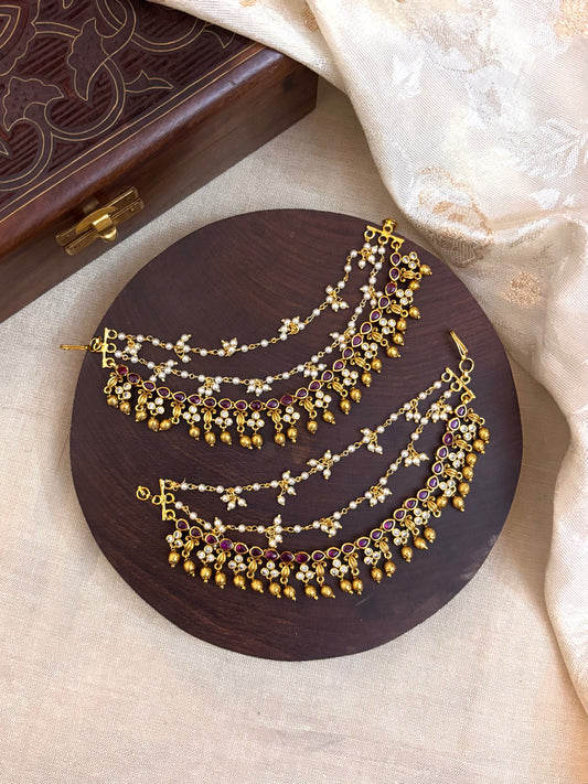 Antique Polish Three-Layer Kemp Bridal Ear Chain | EC052