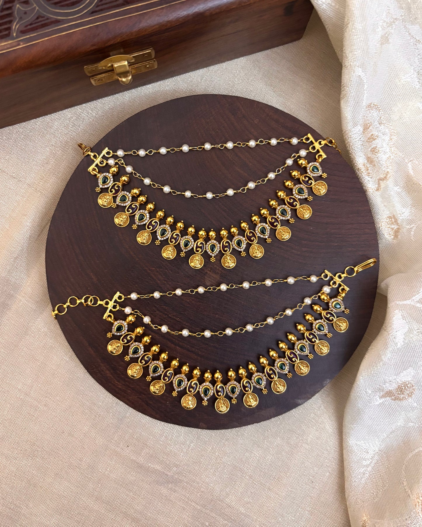 Antique Polish Three-Layer Kemp Bridal Ear Chain | EC053